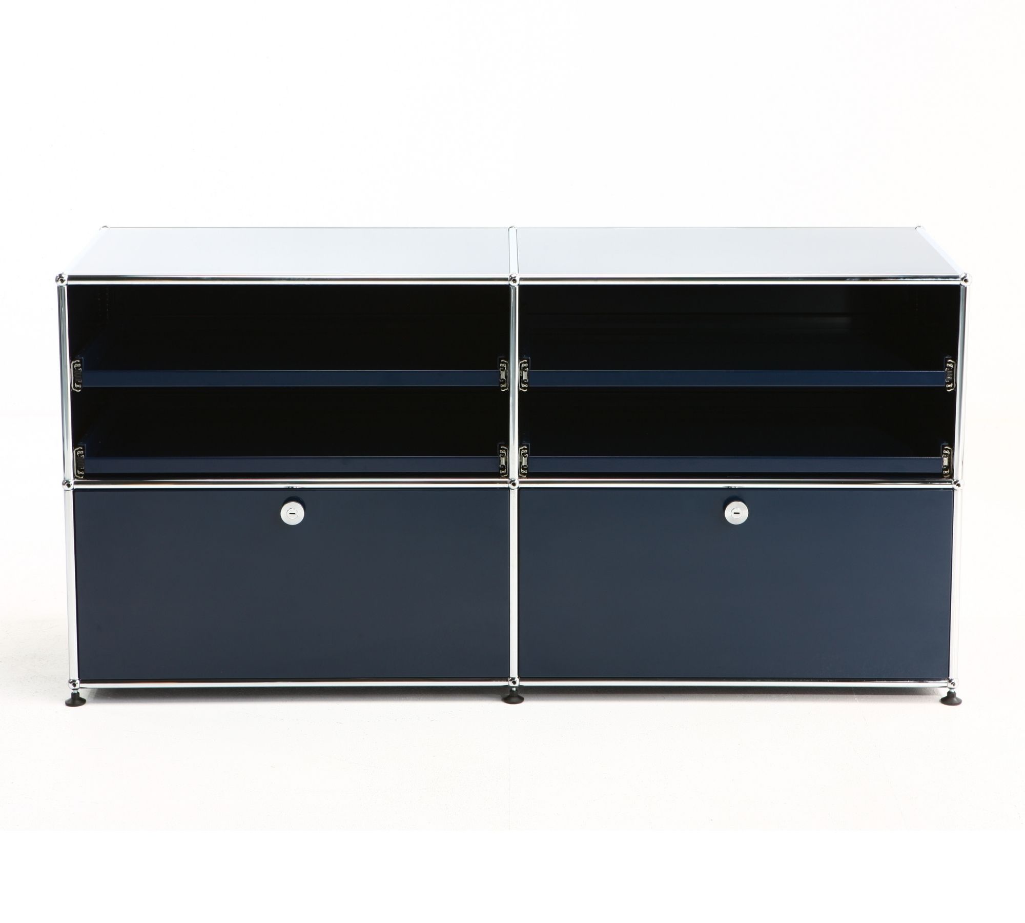 Sideboard Mit 4 Fächern & 2 Schiebeschubladen Stahlblau
