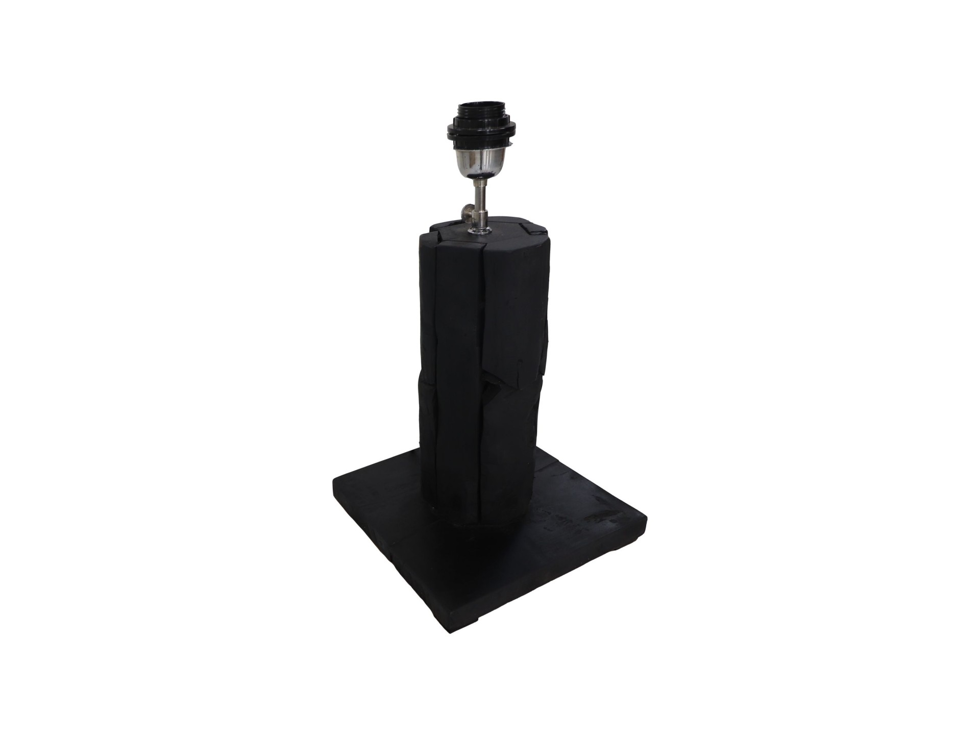 Runde Tischlampe Teakholz Schwarz