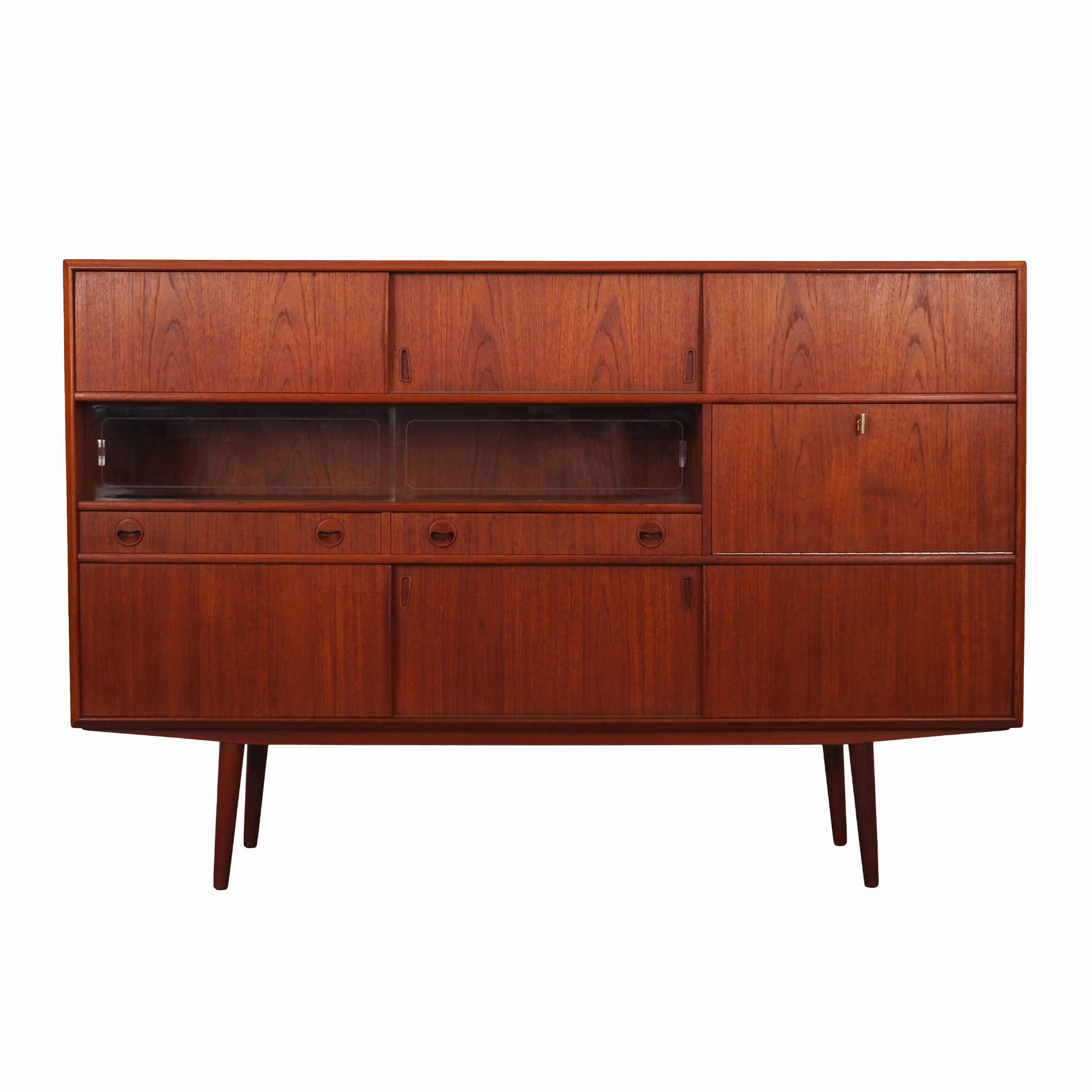 Vintage Highboard Teakholz Braun 1970er Jahre