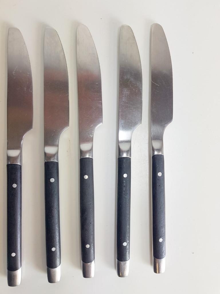 11x Vintage Tafelmesser Edelstahl Schwarz 1960er Jahre