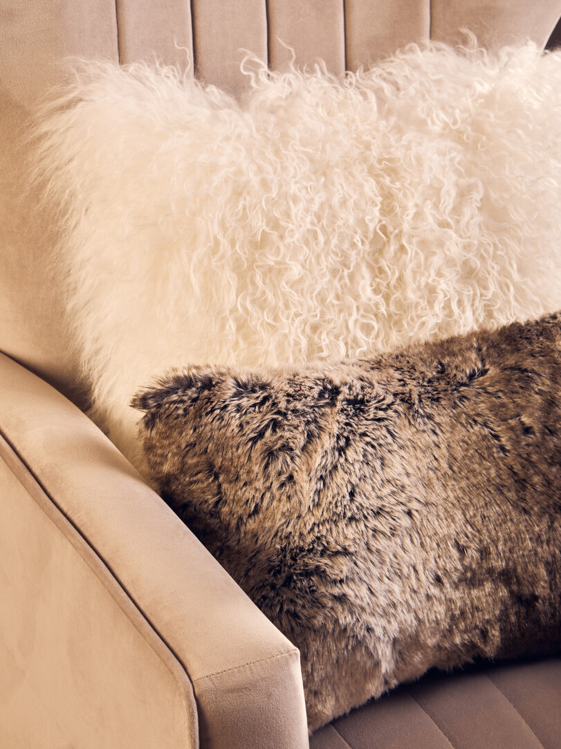 Bosie Lamina Mocha Ombre Square Fur Kissen