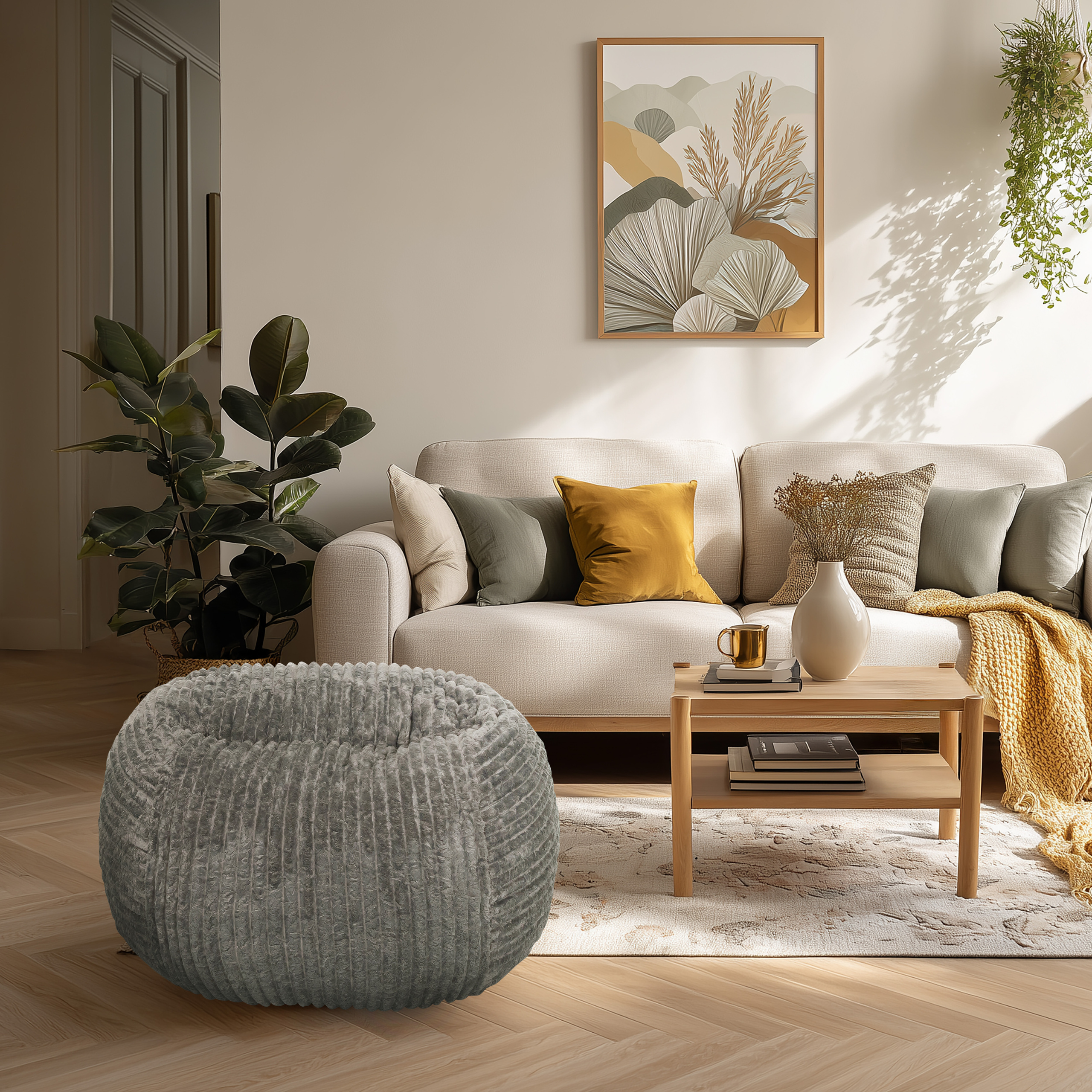 Sitzolo R Sitzsack Cord Stoff Grau