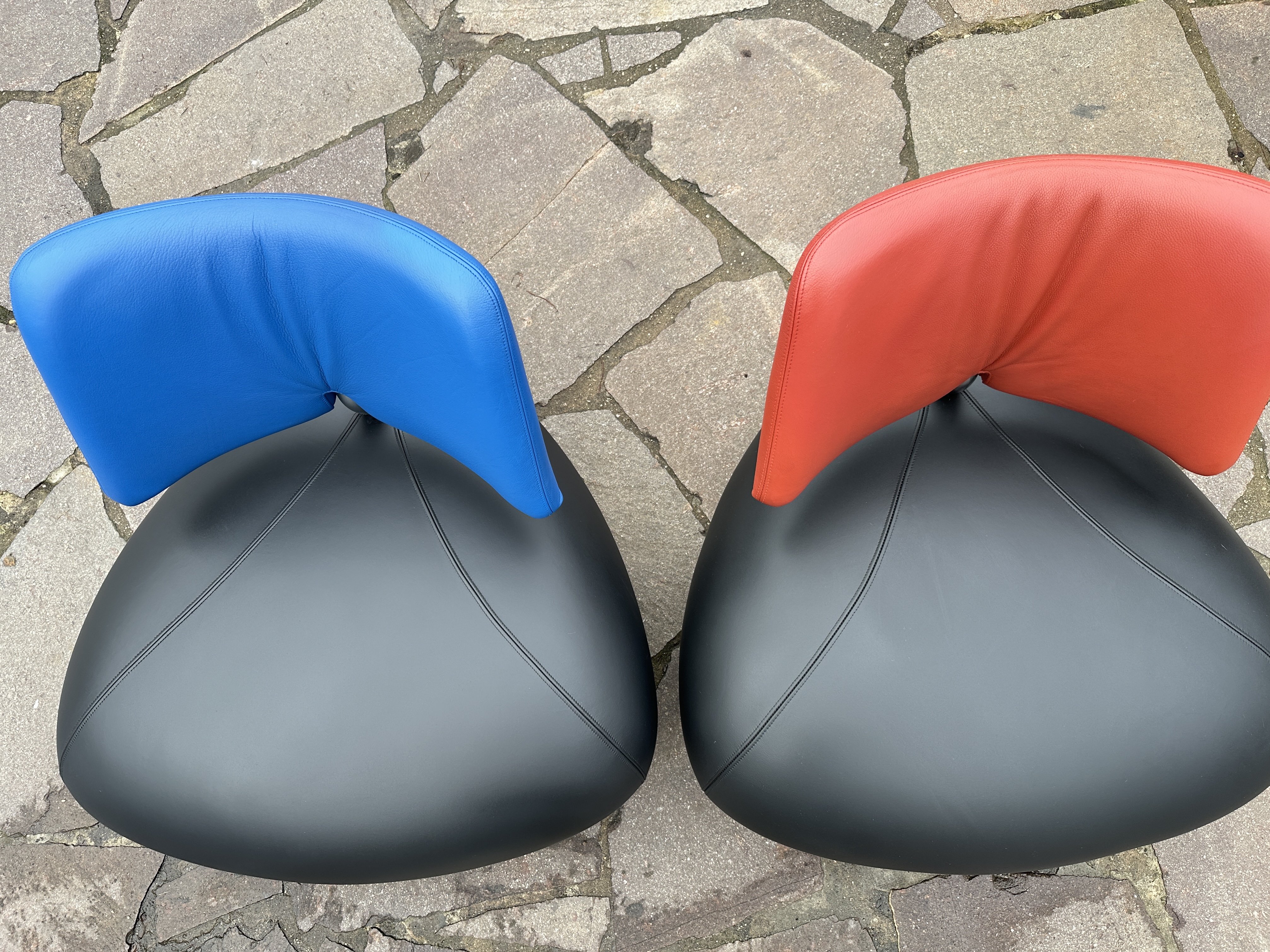 2x Pallone Sessel Leder Chrom Schwarz
