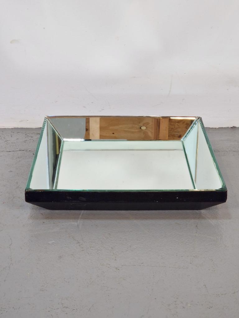 Runder Vintage Spiegel Blau Kunststoff Kristall 70er Jahre