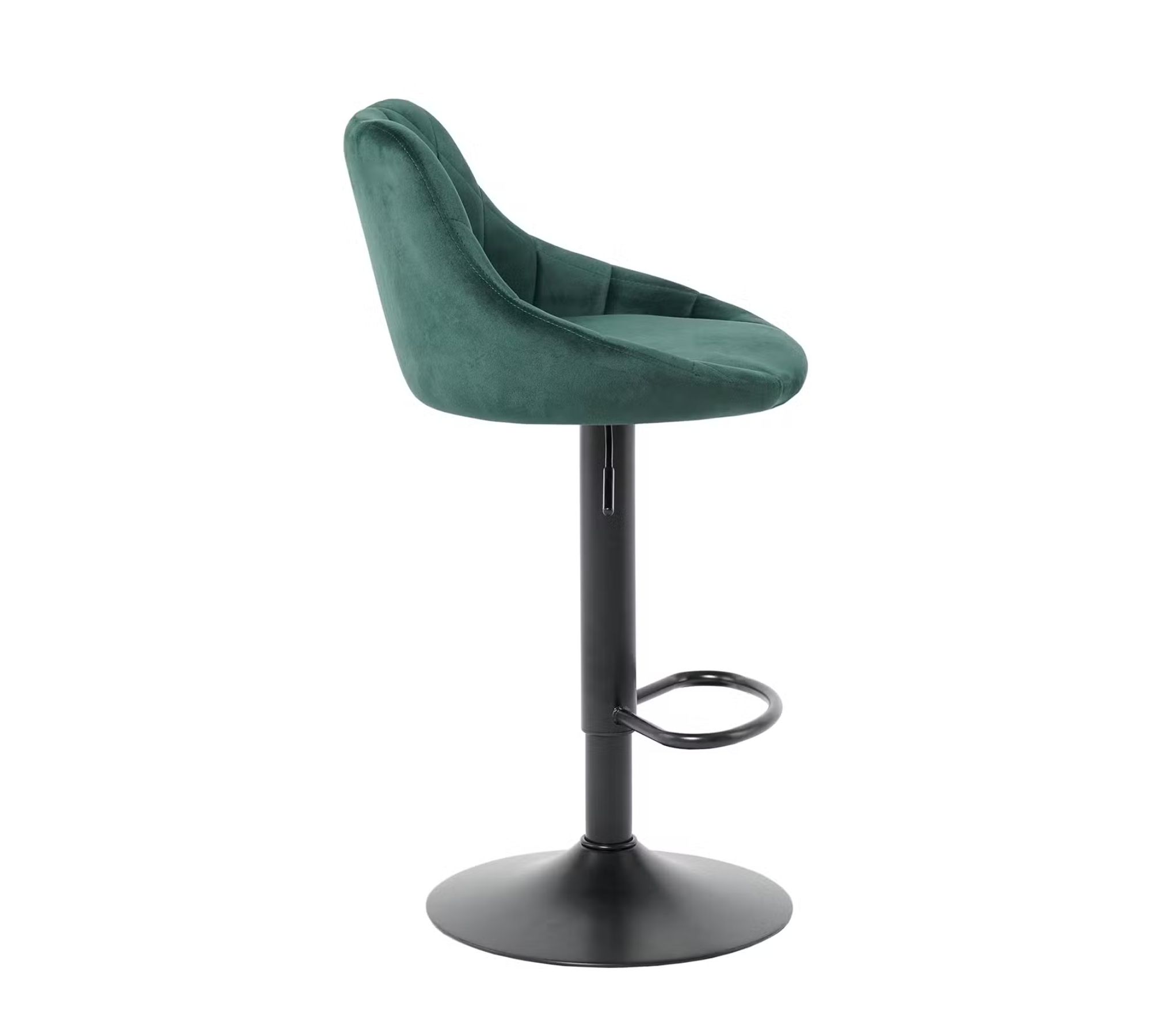 2x Bar Stool Velvet Metal Dark Green
