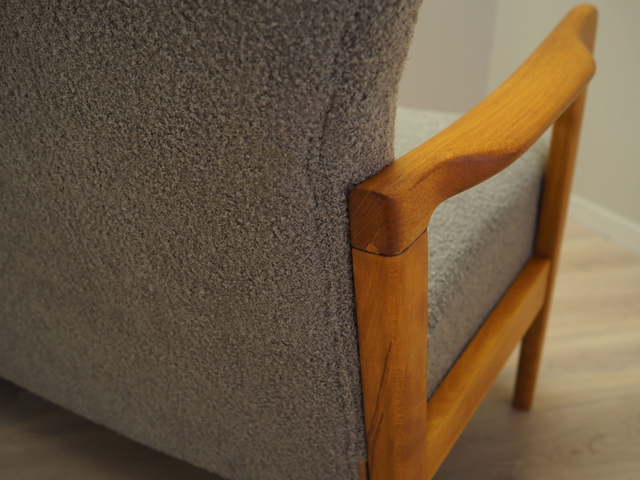 Vintage Sofa Beech wood Textile Grey 1960s