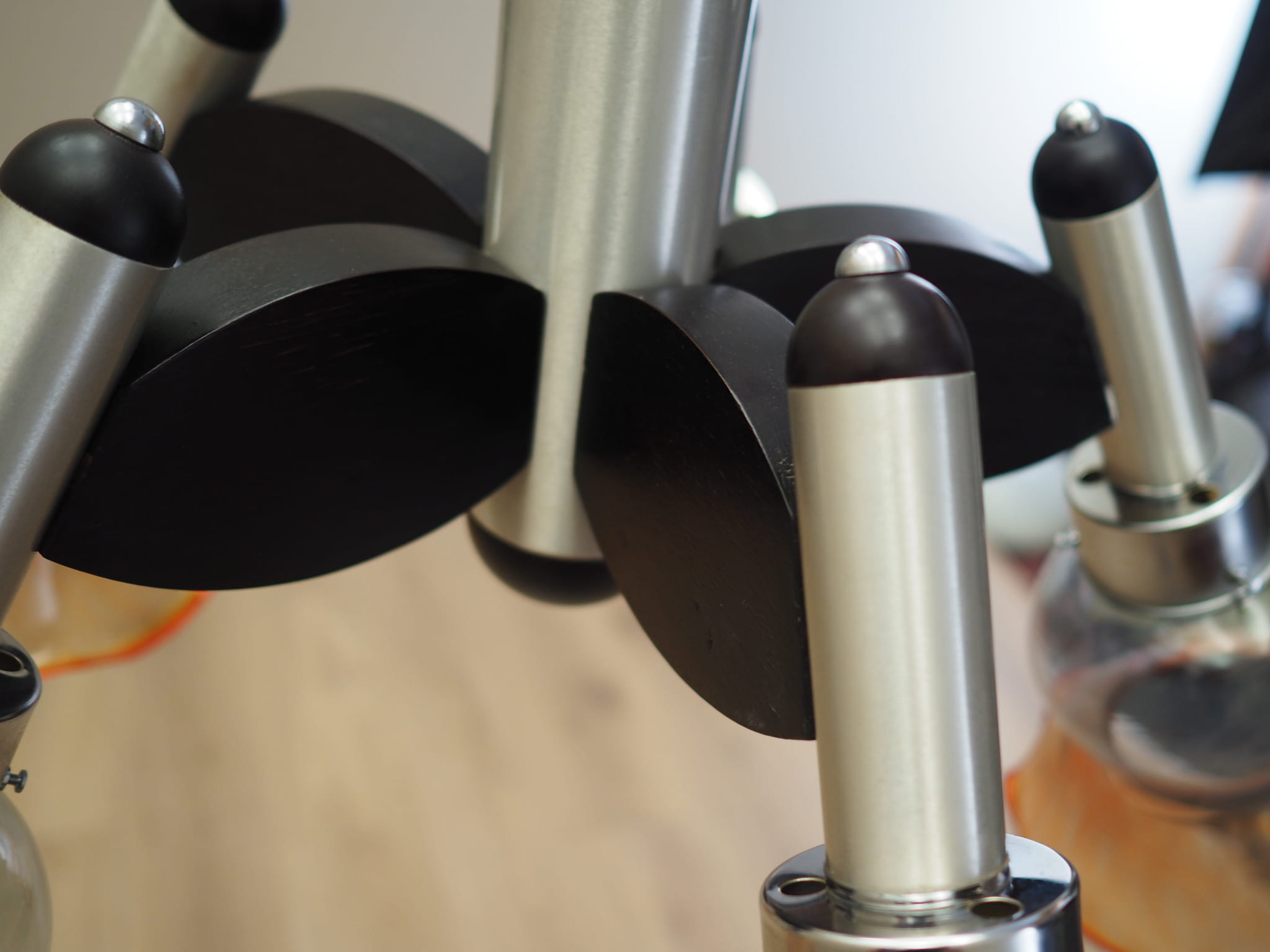 Vintage Kronleuchter Glas Holz Orange 1970er Jahre