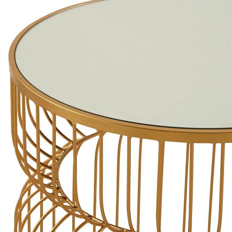Avantis Gold Metalldrahtgestell Runder Beistelltisch
