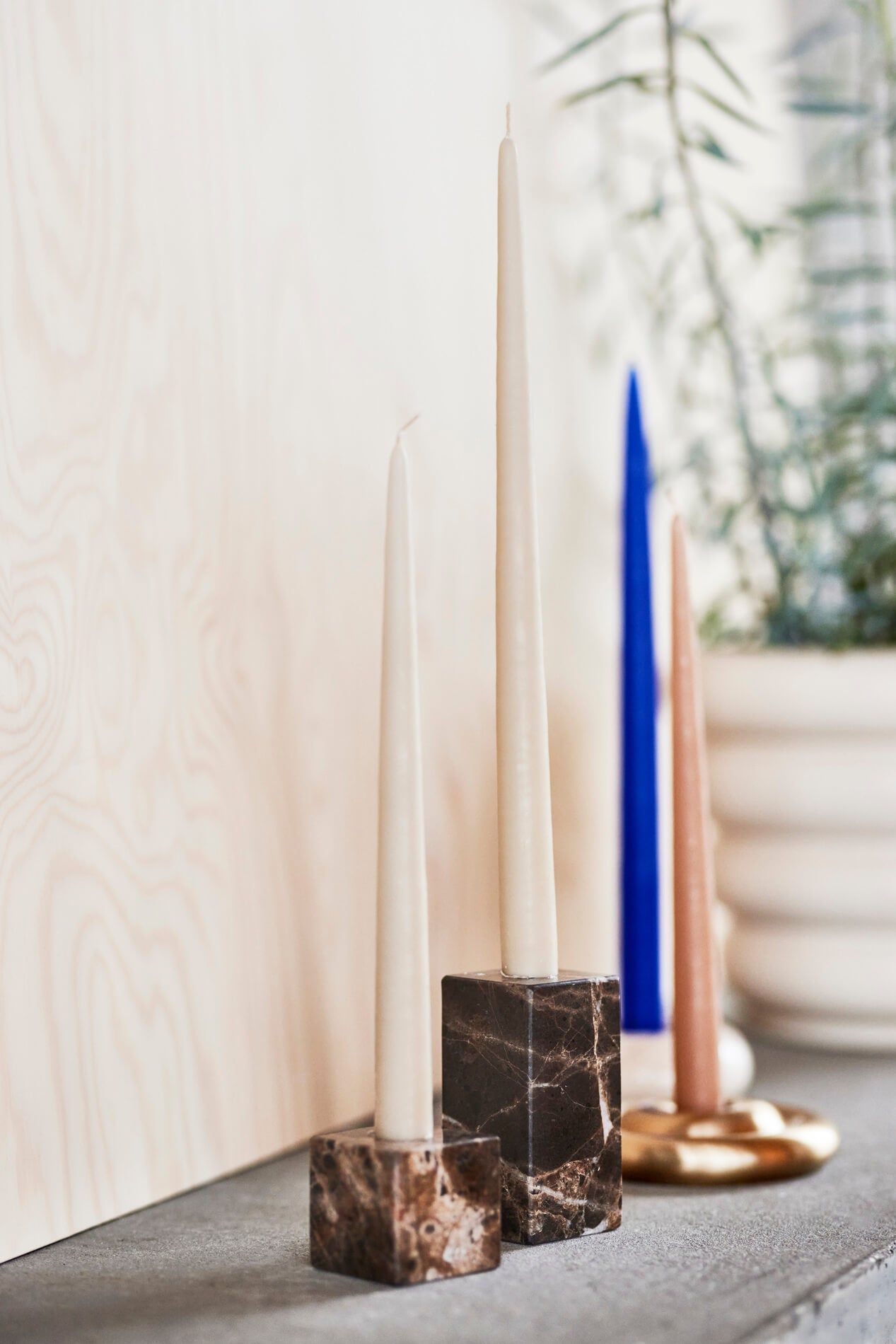 Savi Square Candle Holder Marble