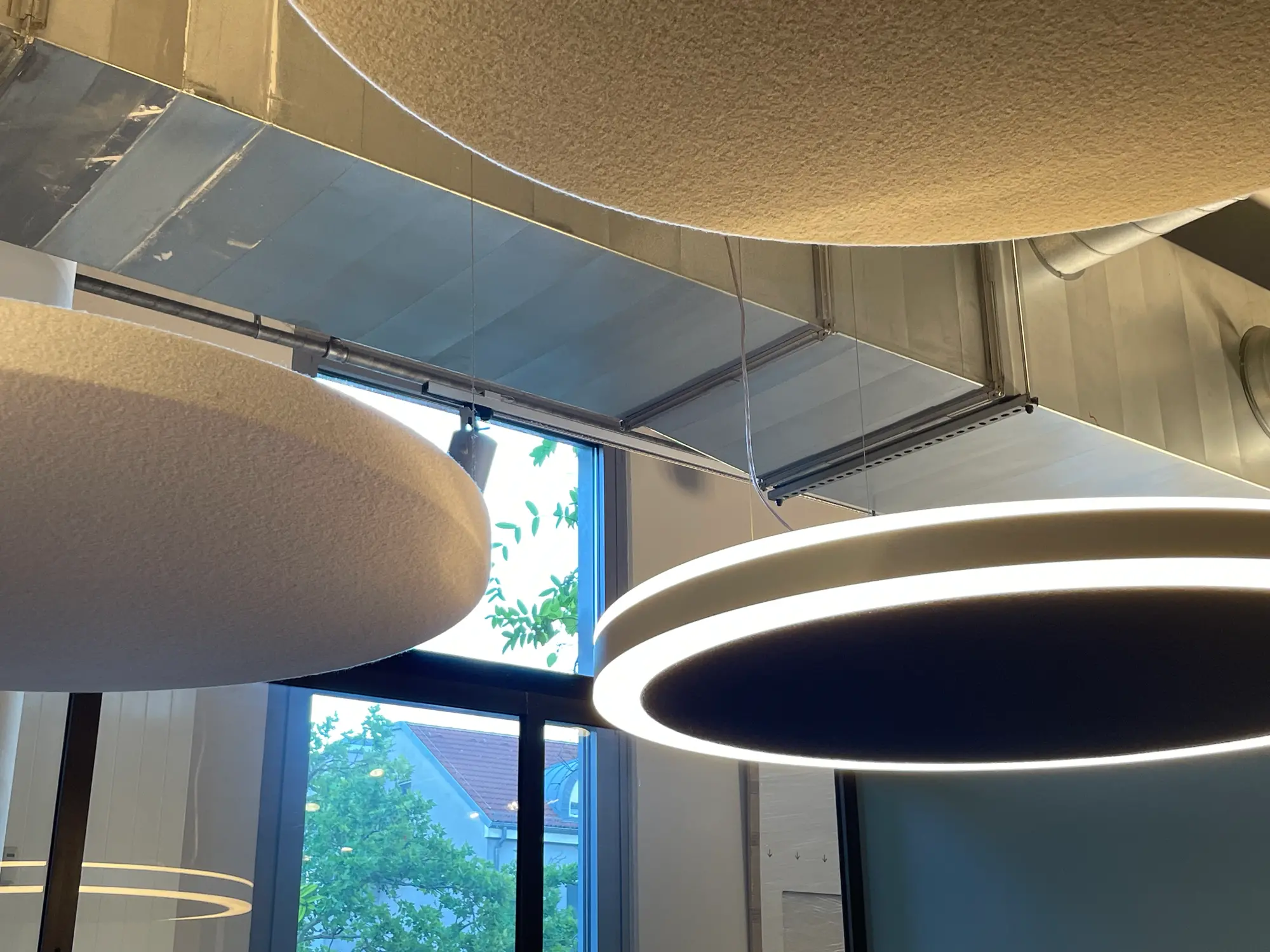 Pendant light set fabric wire beige