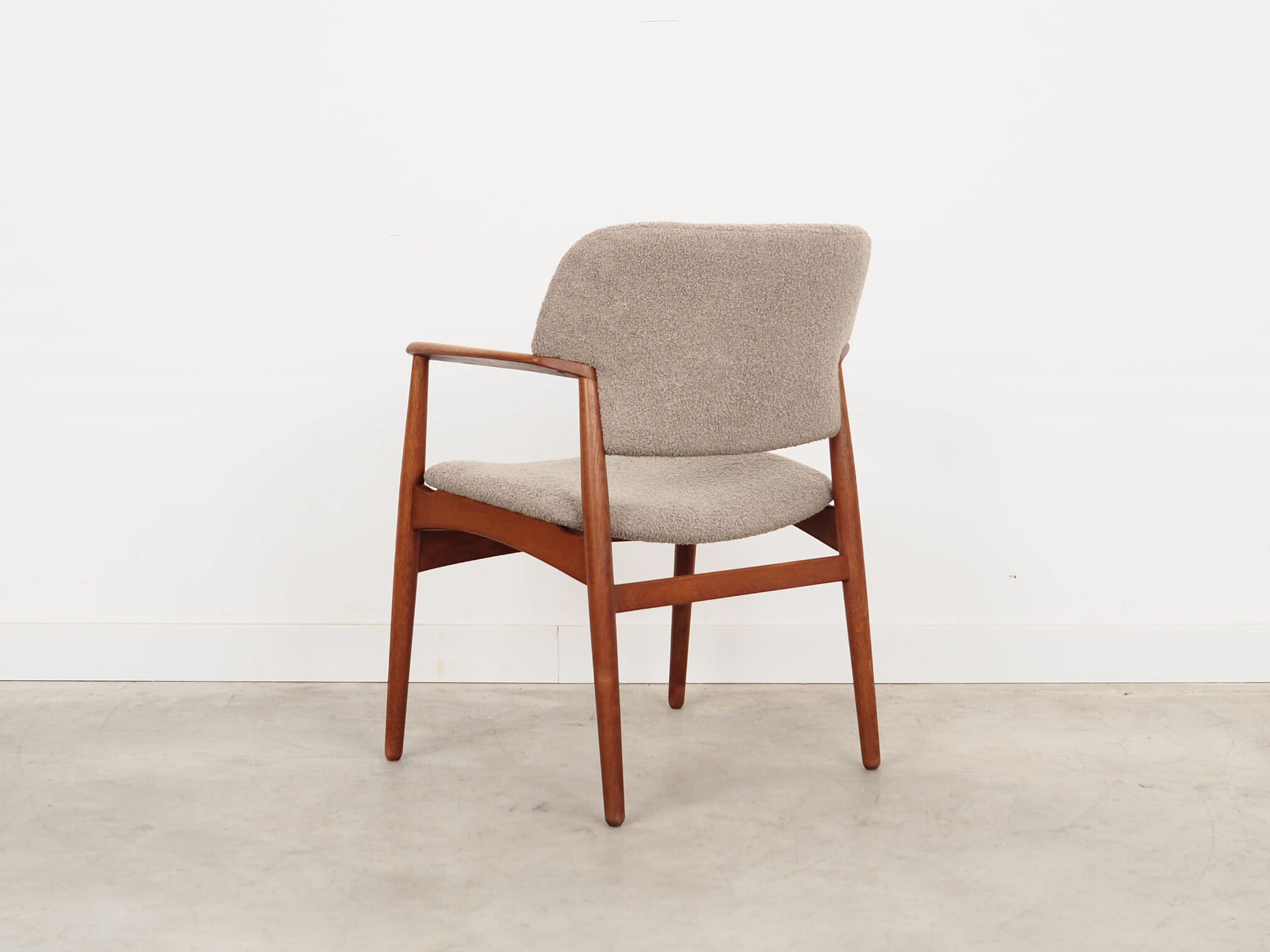 Vintage Chair Teak Wood Textile Grey 1960s