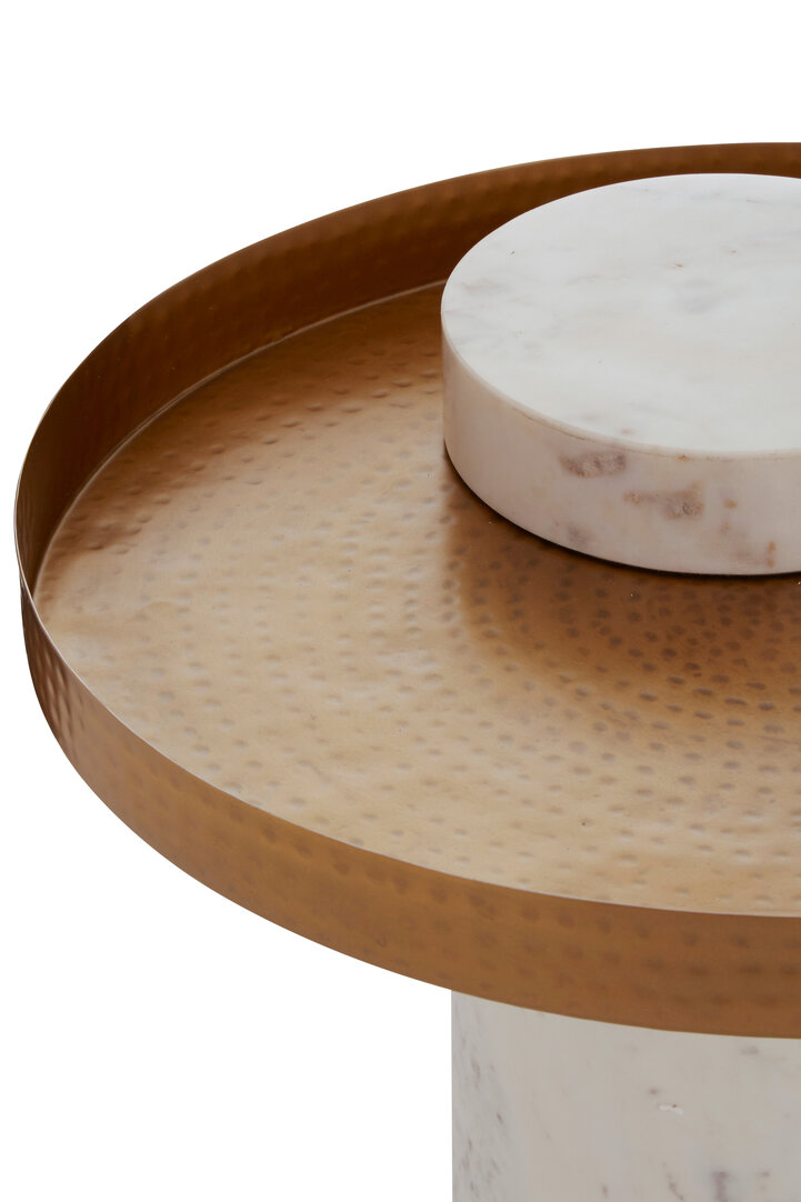 Sika Side Table Iron Marble White