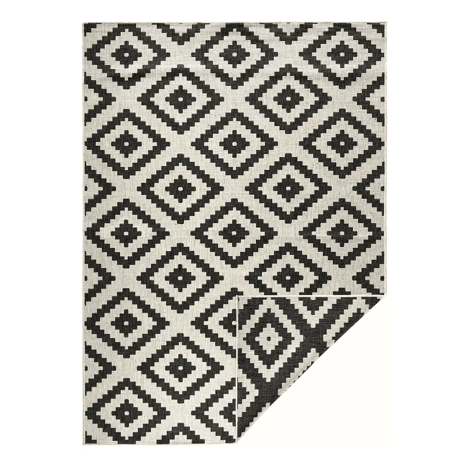 In-/outdoort carpet Malta synthetic fiber Black 80 x 150 cm