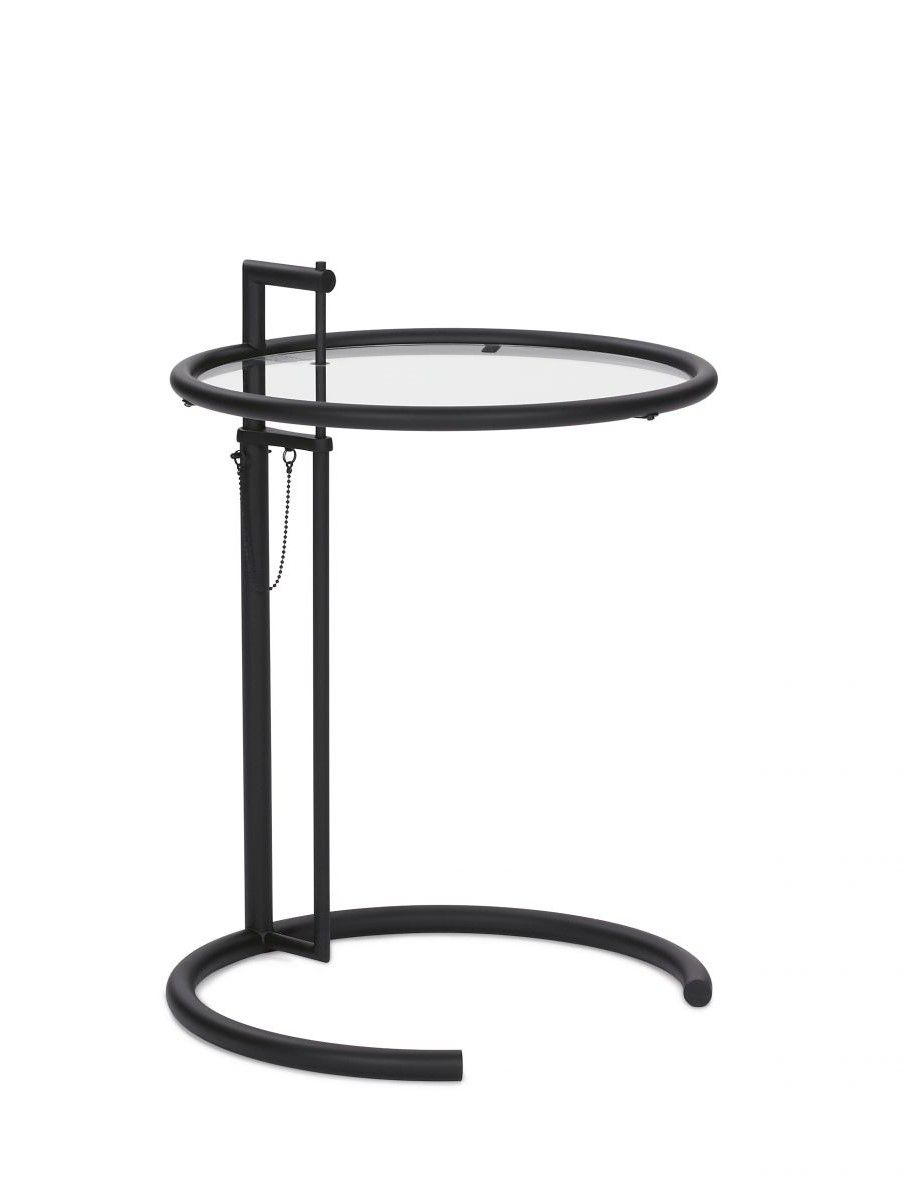 Adjustable Table E 1027 Glas Stahl Schwarz