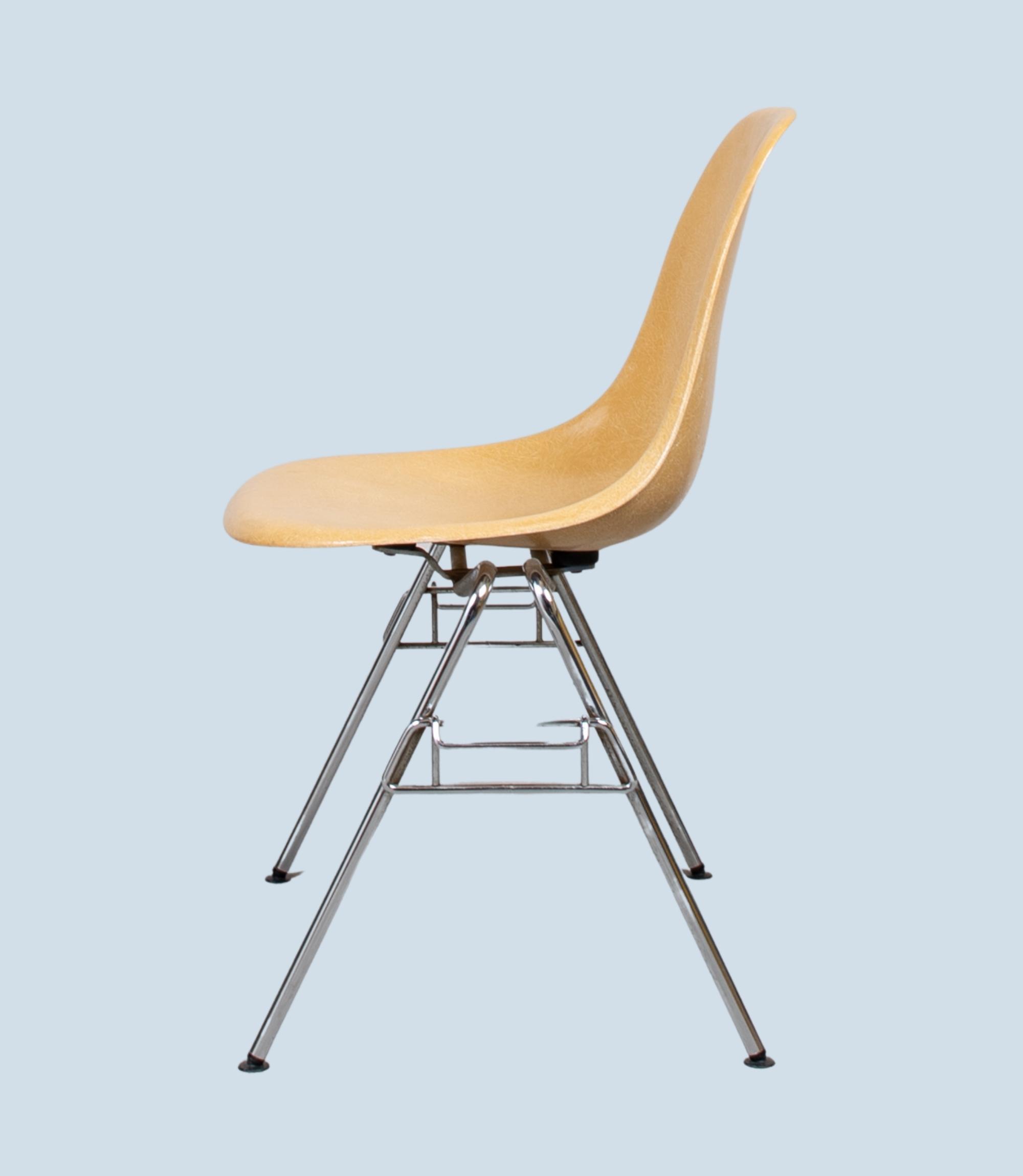 Eames Fiberglass Side Chair by Herman Miller Ochre Light
