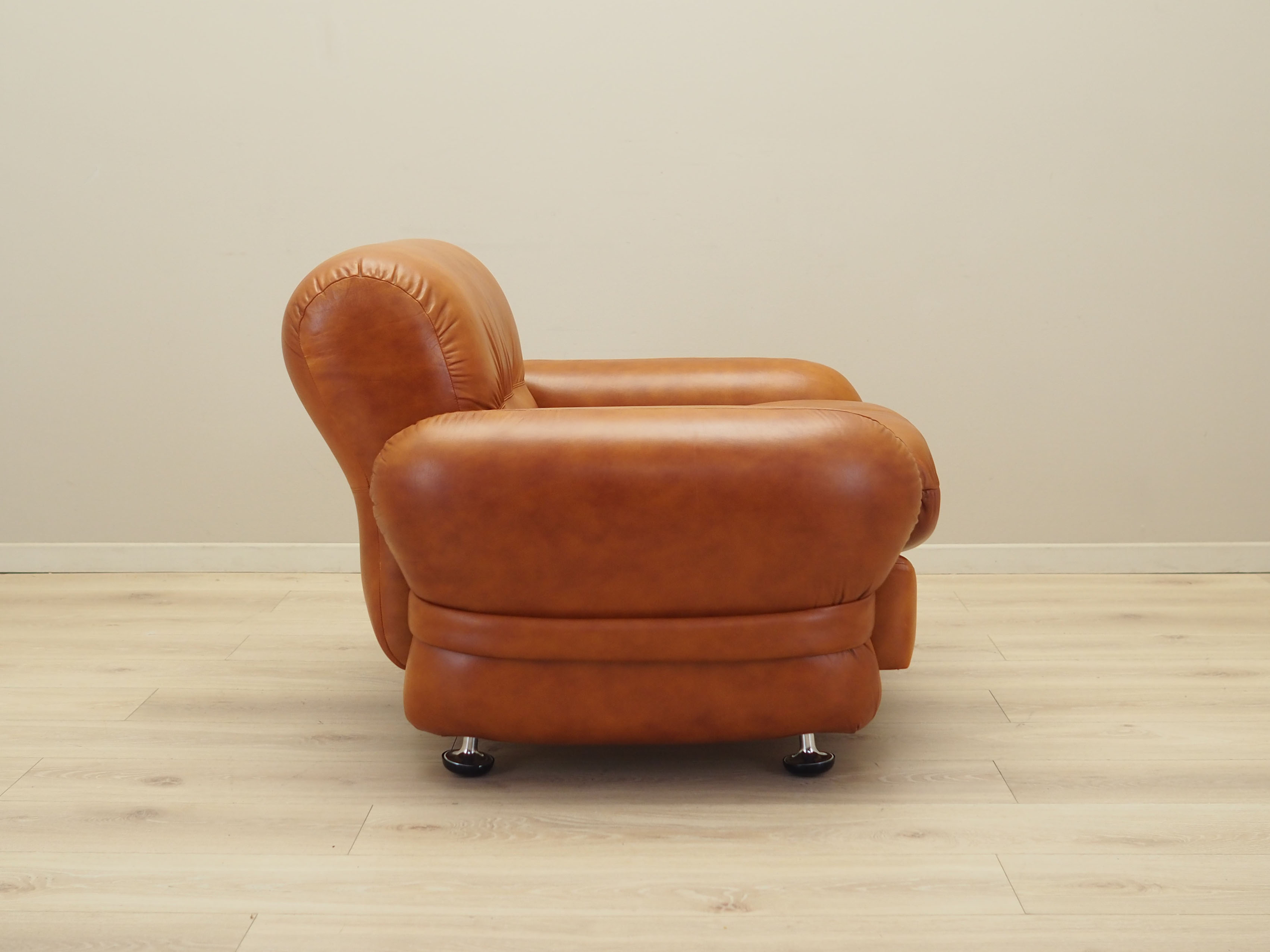 Sessel Leder Braun 1970er Jahre