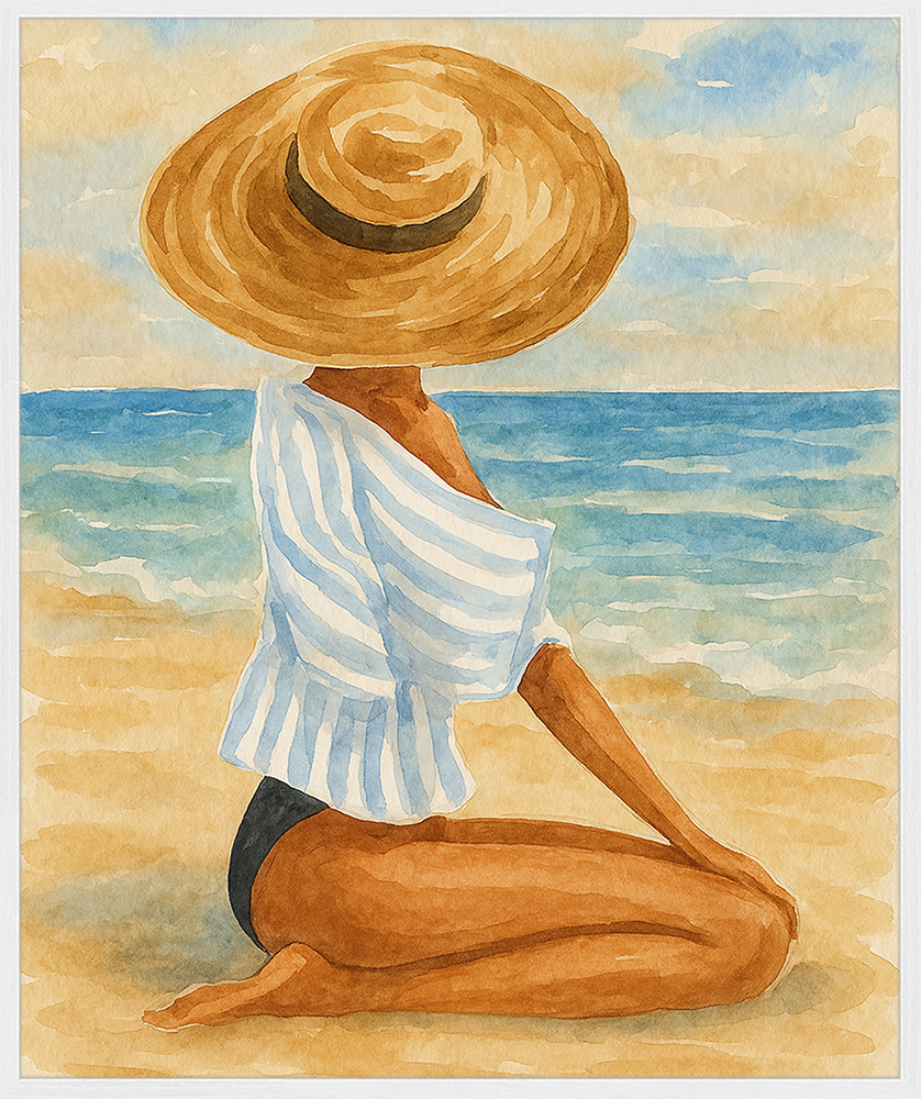 Seaside Glow Art Print with Frame Multicolored