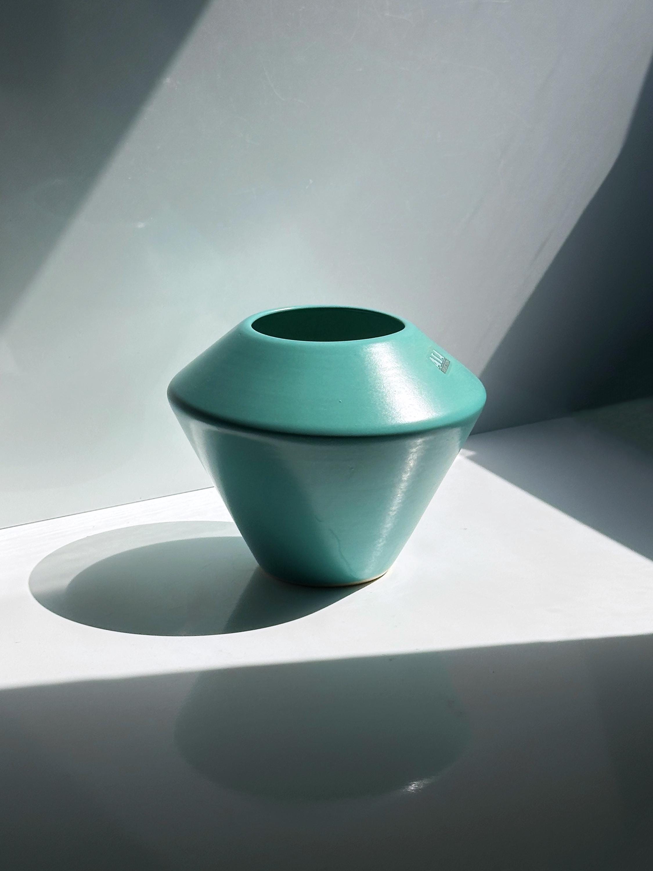 Vintage Vase Keramik Türkis 1990er Jahre