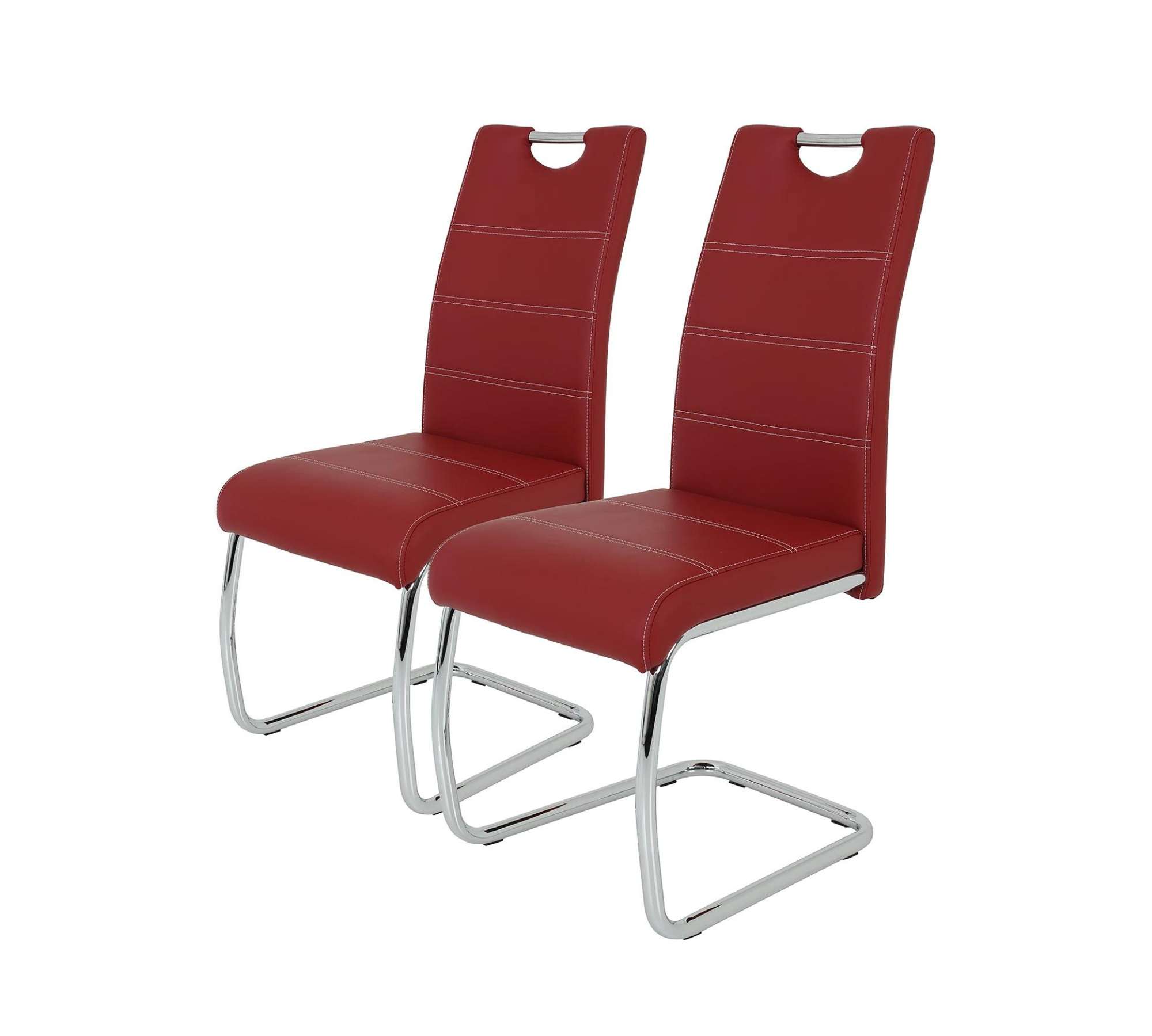 2x Freischwinger Kunstleder Metall Rot