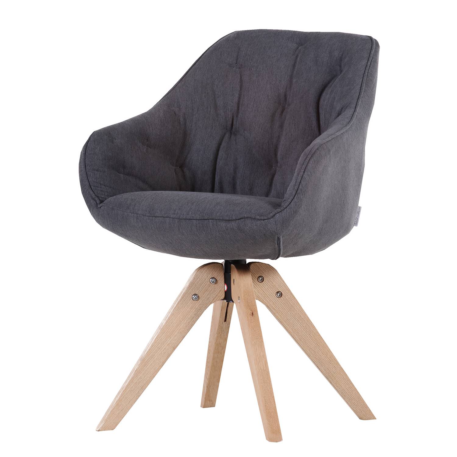 Swiveling Armchair EVATO Anthracite Light Oak