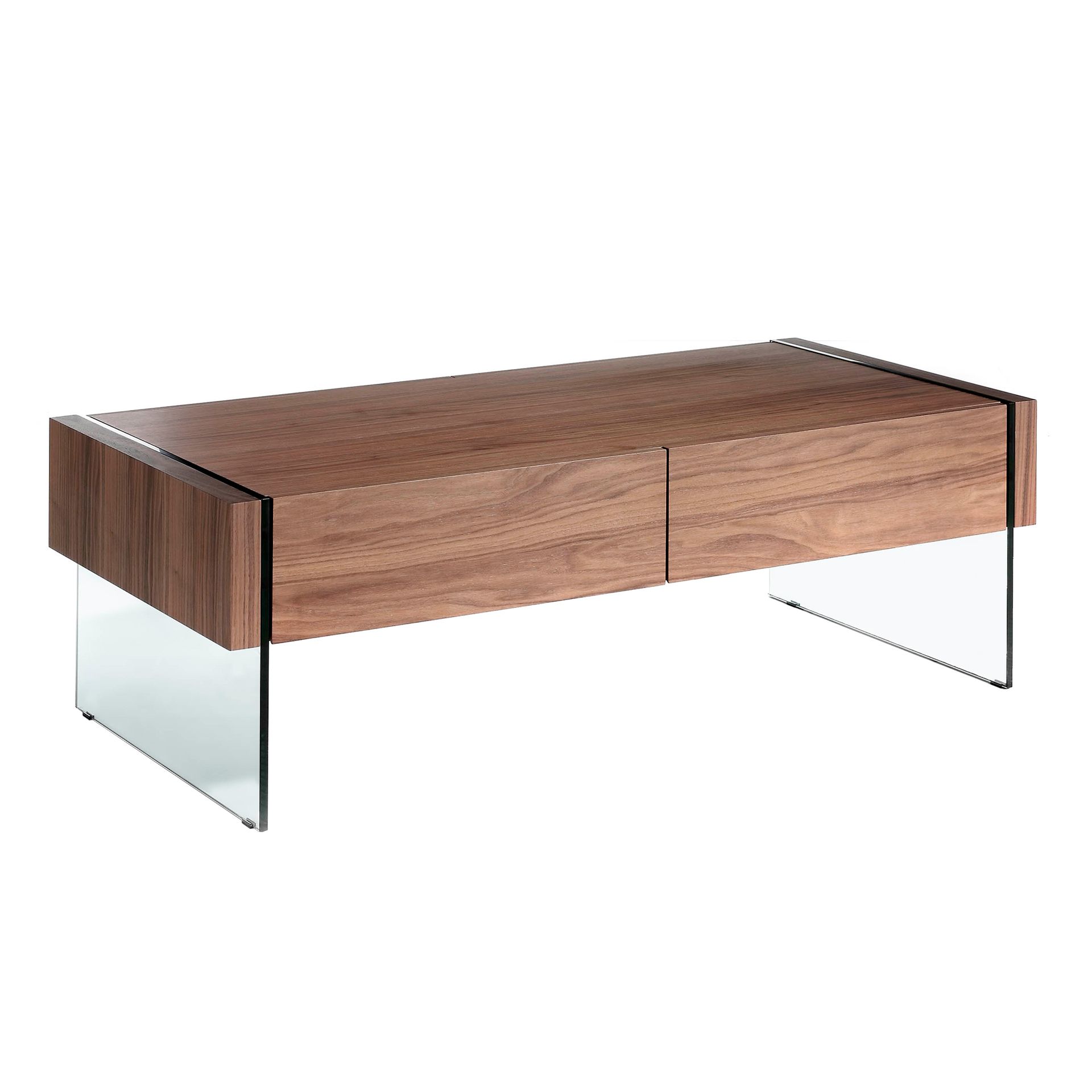 Rechteckiger Couchtisch Nussbaum Glas