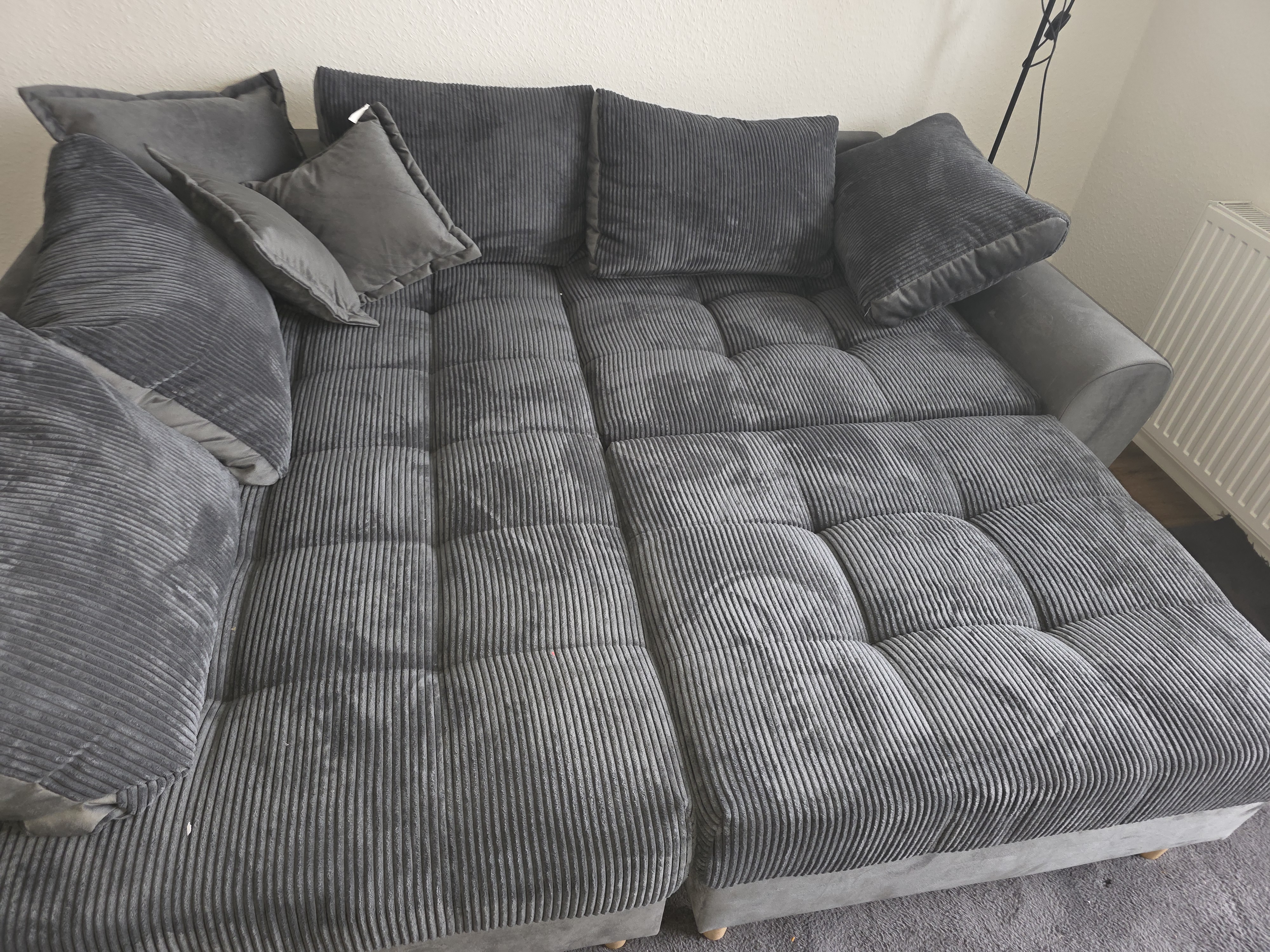 Ecksofa mit Hocker Anthrazit