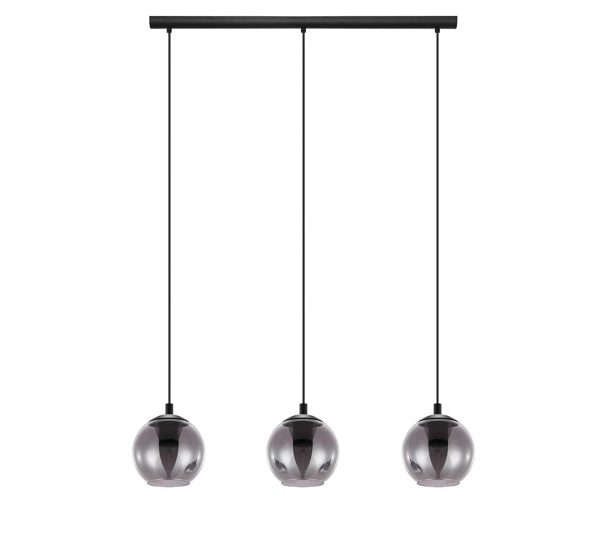 Pendant lamp 3-light clear glass steel