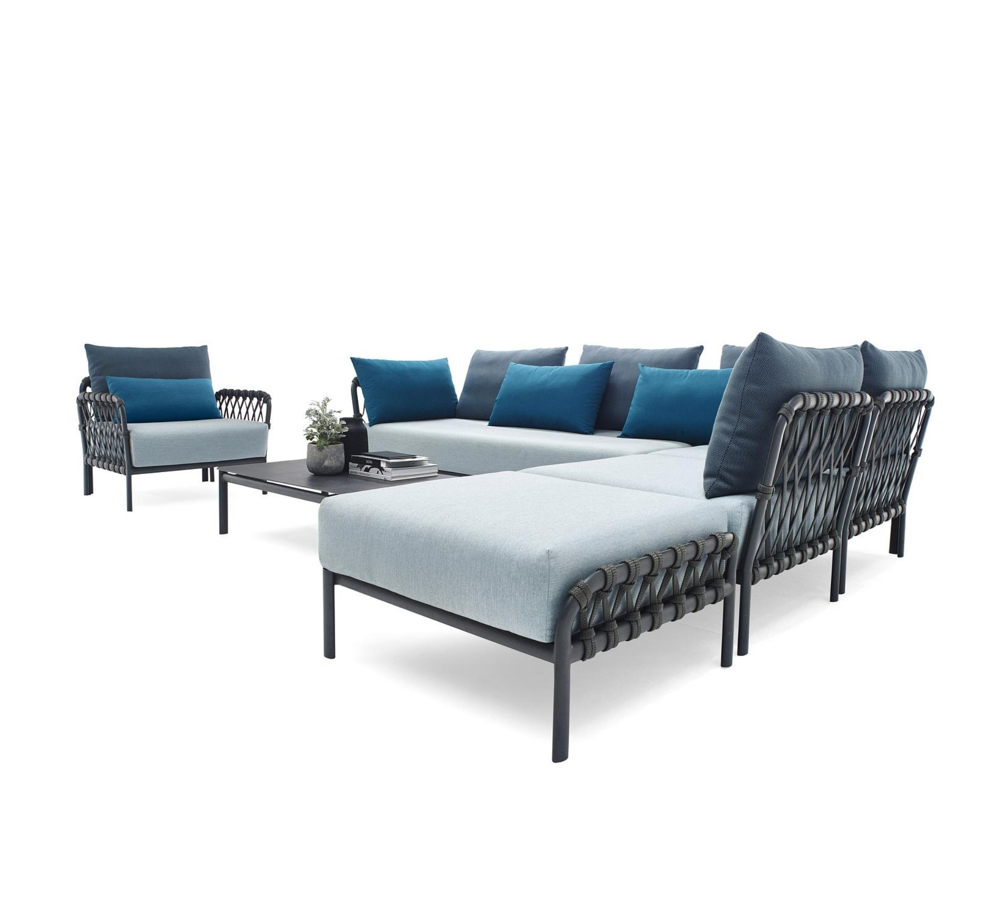 Caro Garten Lounge-Set Anthrazit Blau