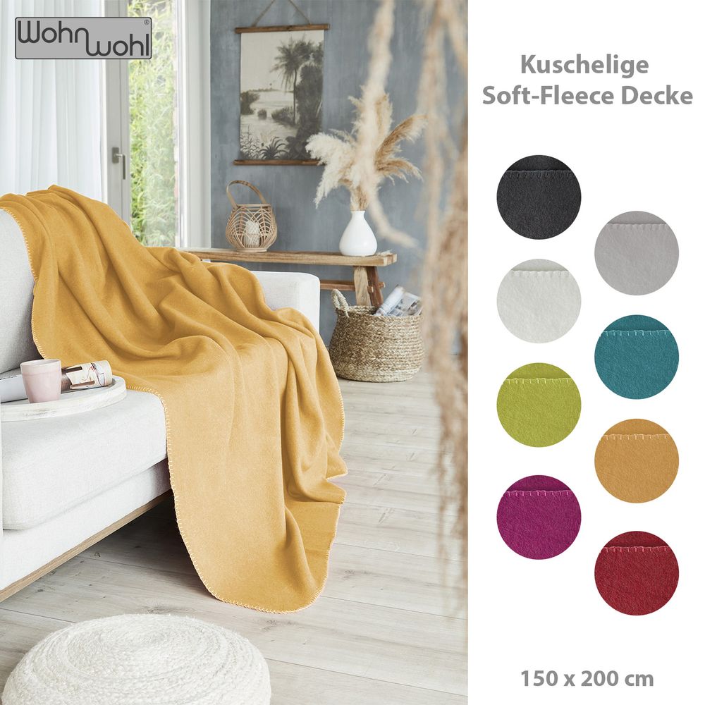Wohndecke aus Visco Fleece Beige