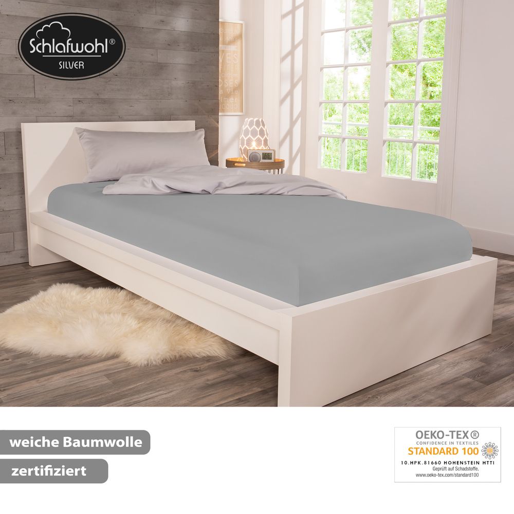 Spannleintuch für Boxspringbett aus Baumwolle Hellgrau