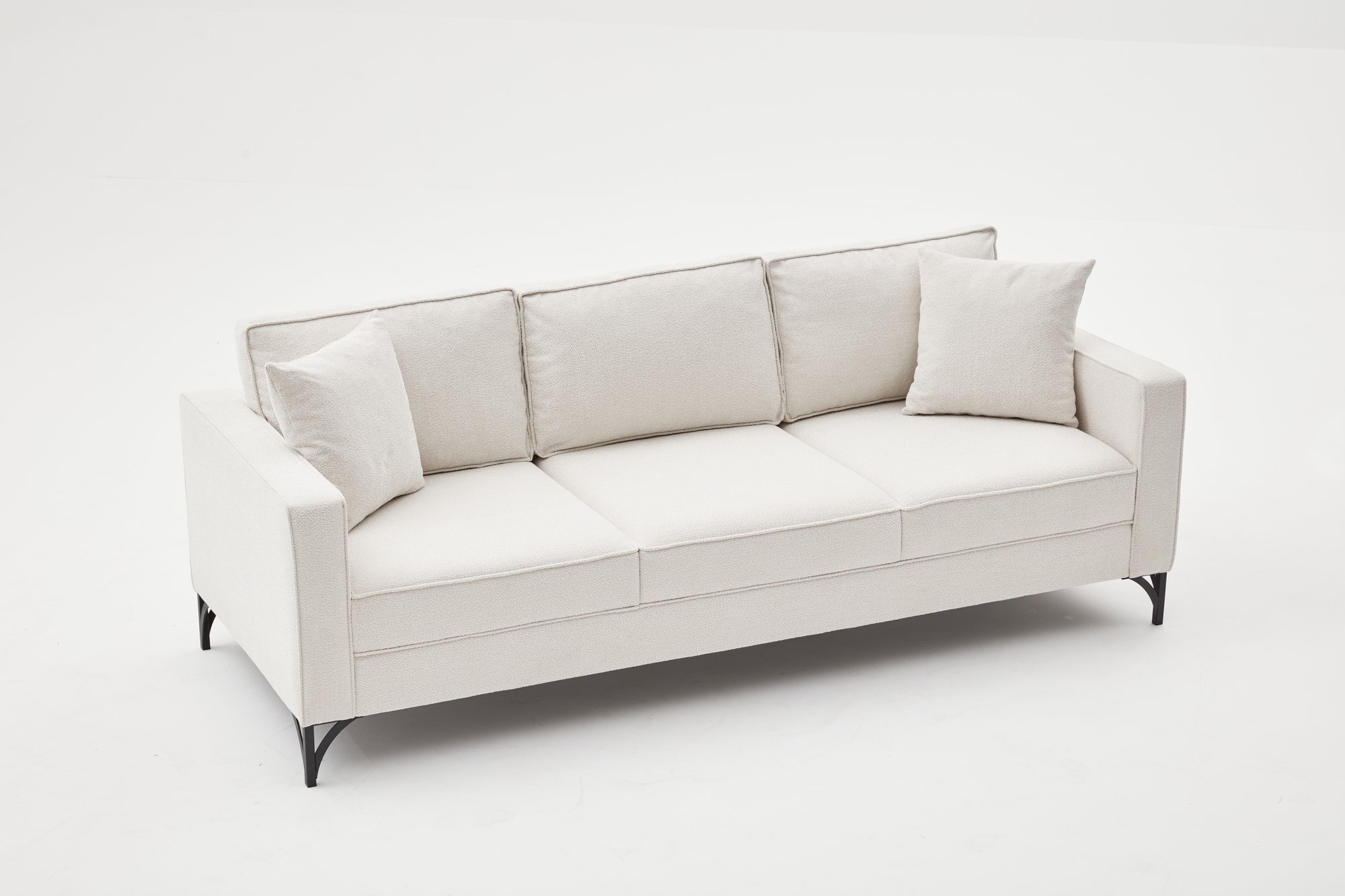 Lima Sofa 3-Sitzer Creme mit schwarzen Beinen