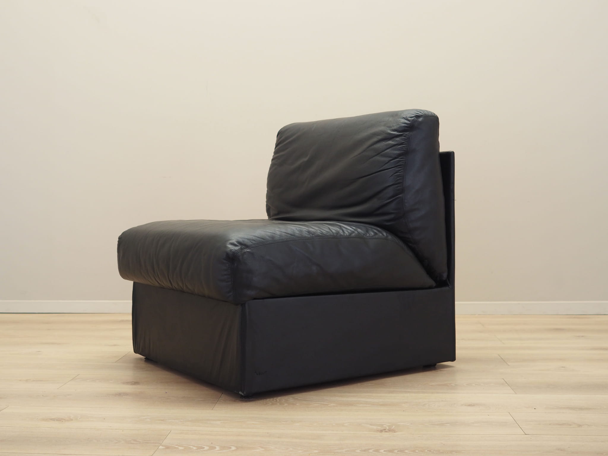 Sessel Leder Schwarz 1960er Jahre