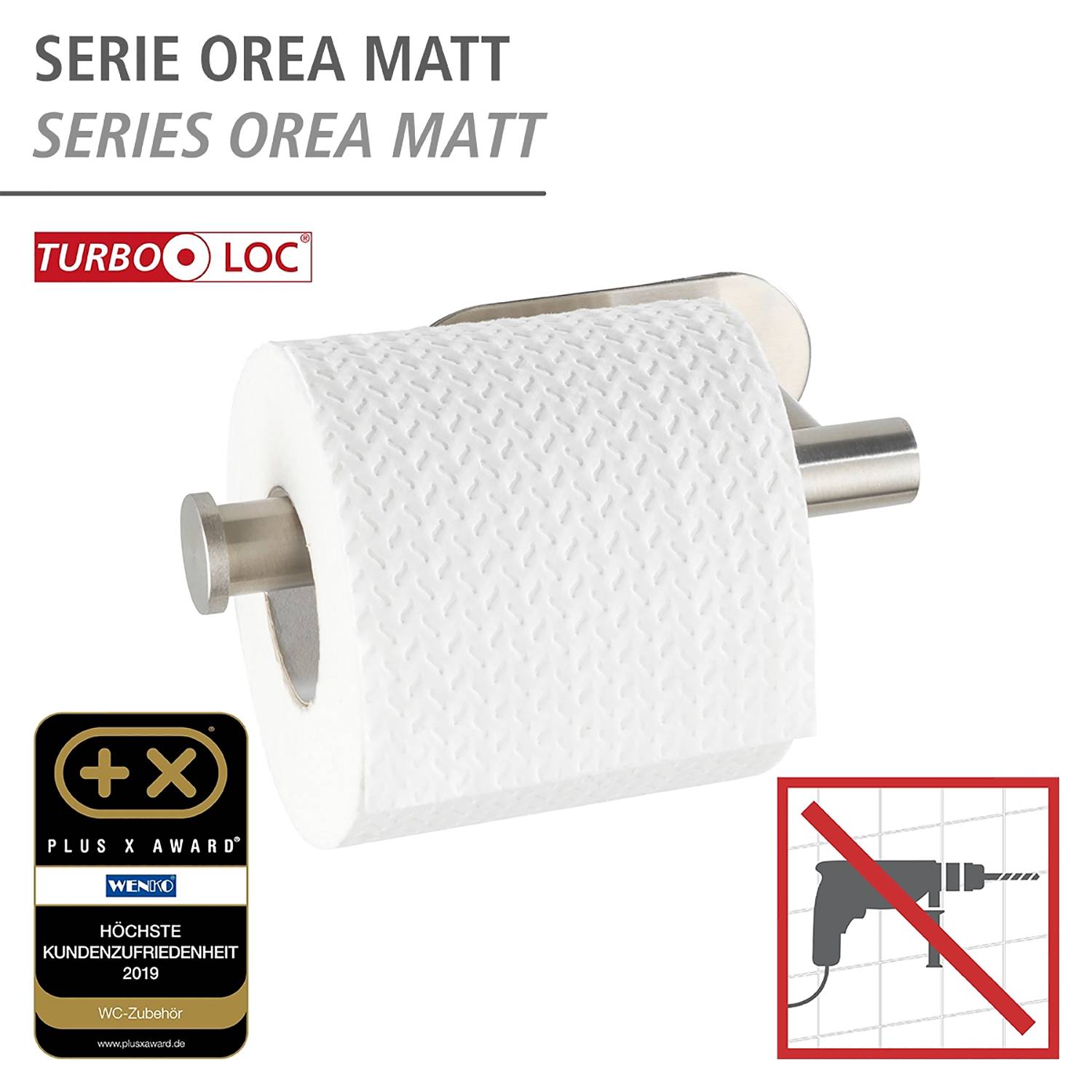 Turbo-Loc Toilettenpapierhalter Orea Edelstahl Matt