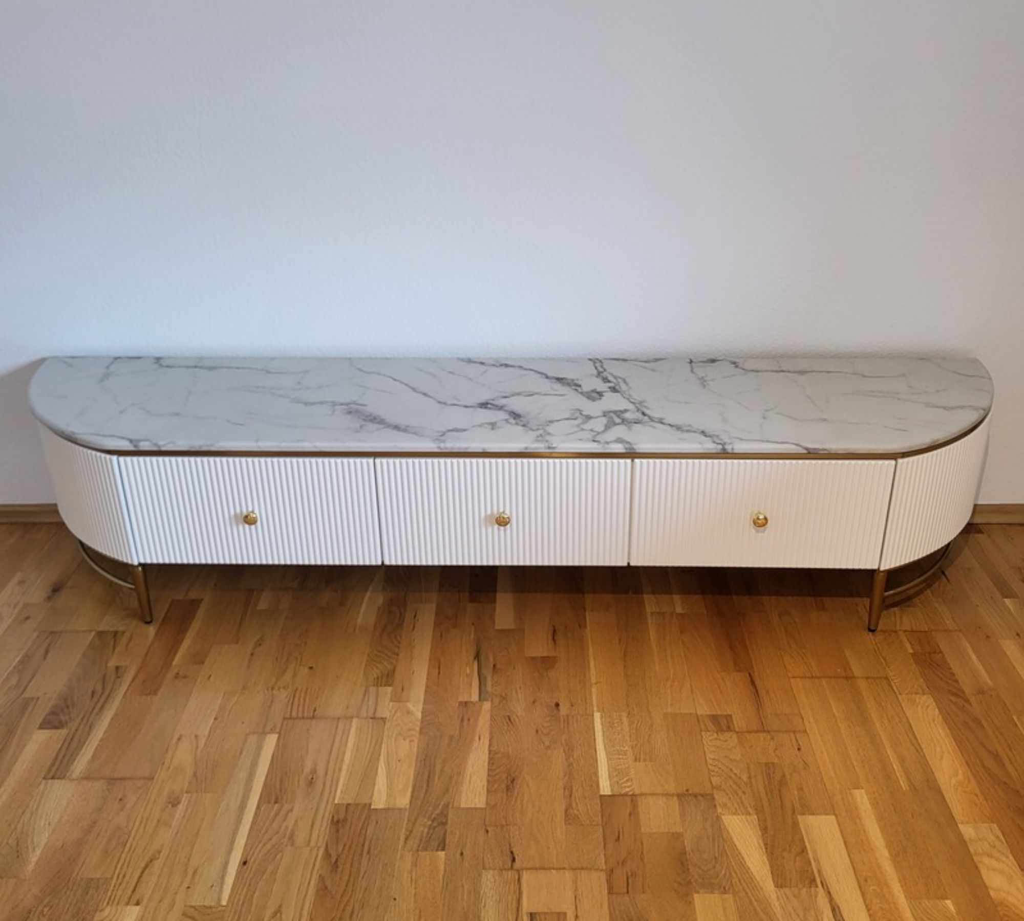 Lowboard Marmor Holz Weiß