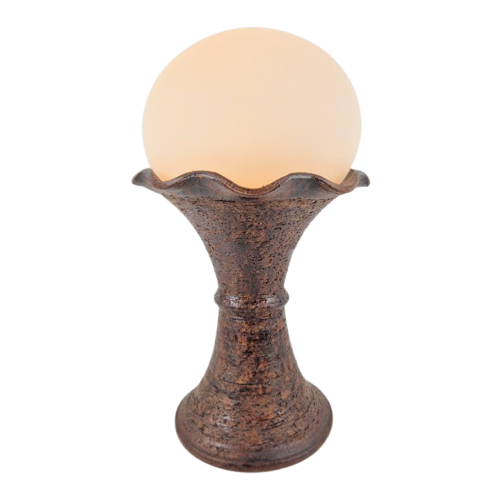 Vintage Tischleuchte Keramik Glas Braun