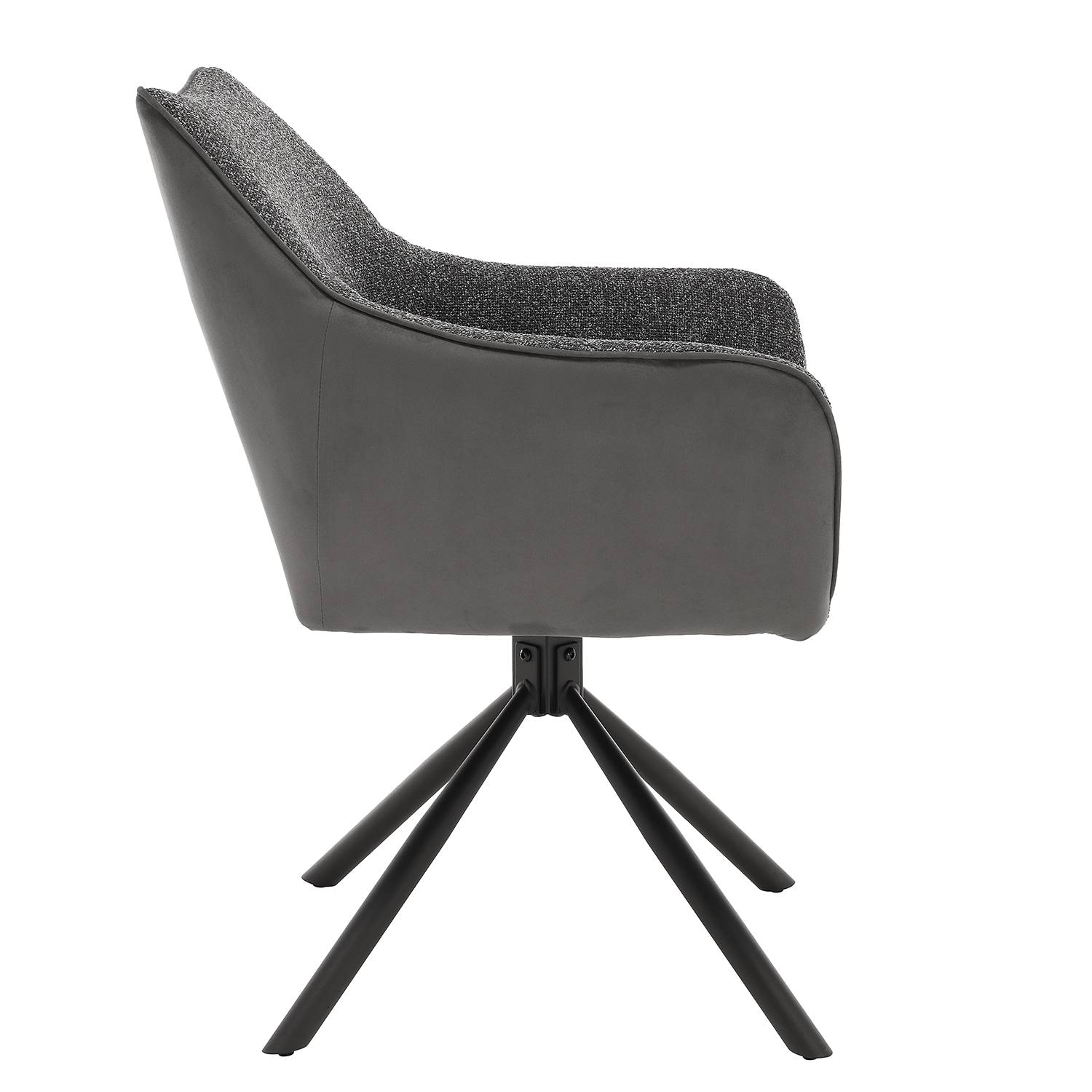 Swivel Armchair Solin Textured Fabric Graphite