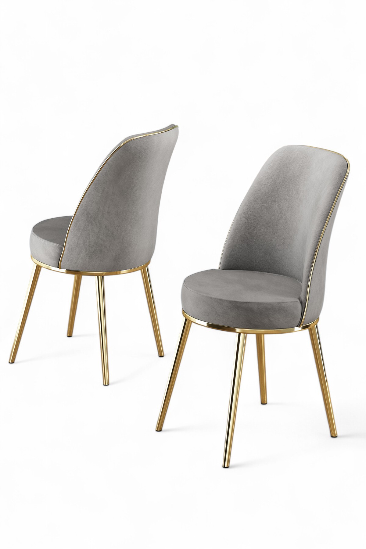 2x Pefa Chair Set Grey and Gold