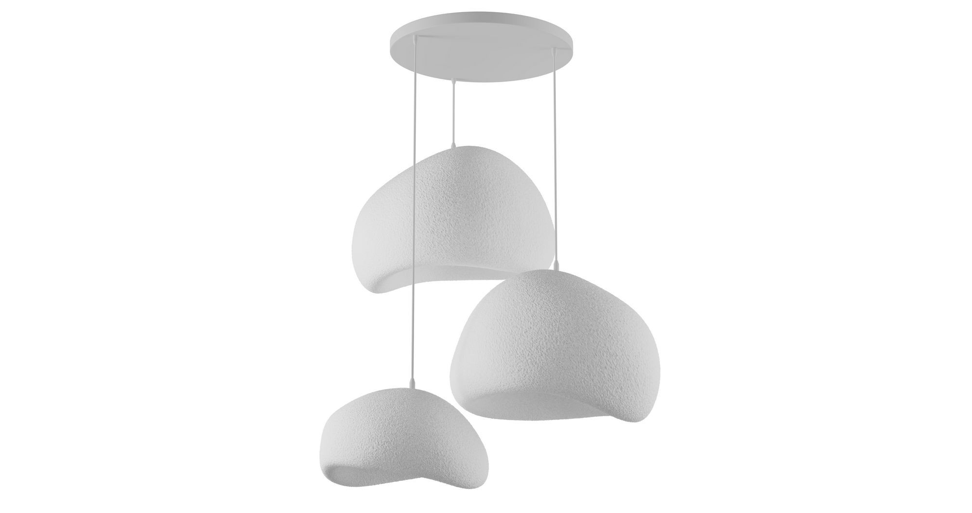 3-Flammig Wabi Sabi Ashveils Pendelleuchte Weiß