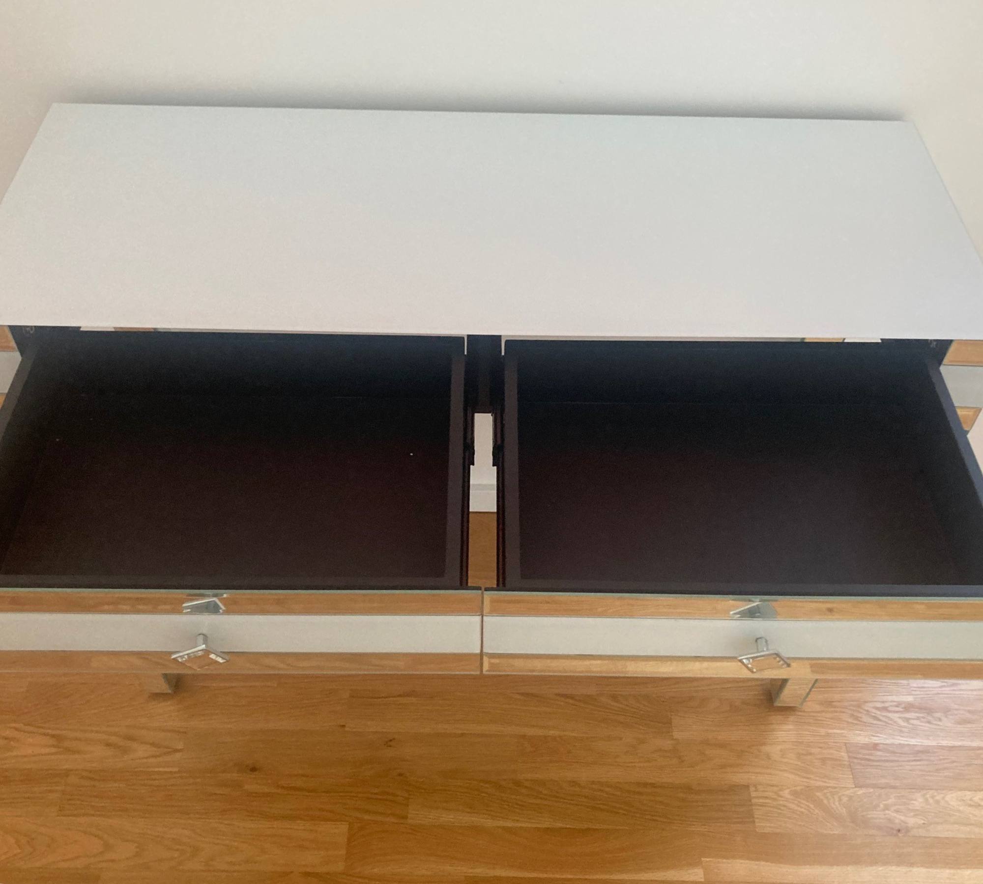 Sideboard Verspiegelt Glas Weiß