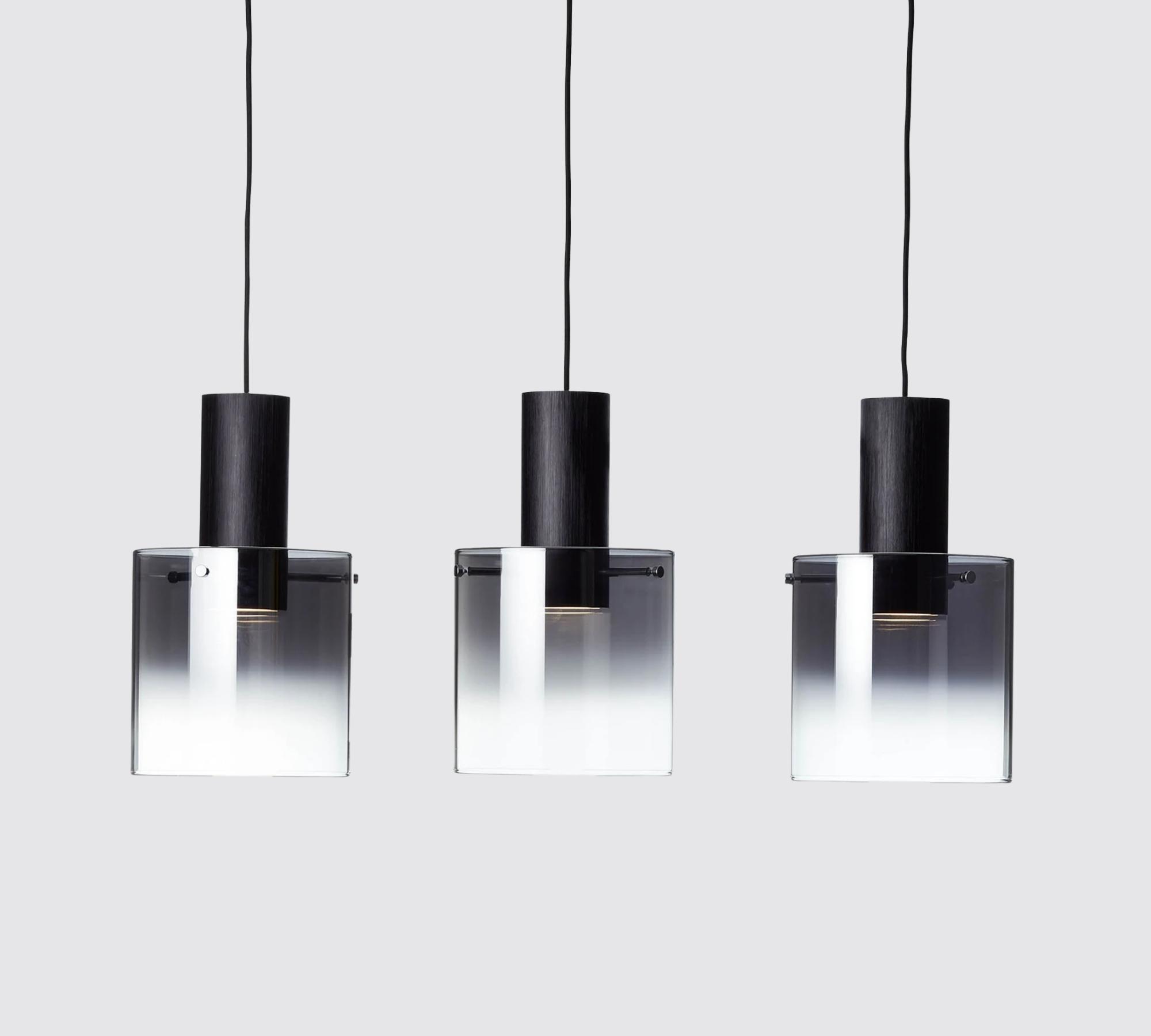 Glas Stahl Living Schwarz Brilliant LED | COCOLI | Pendelleuchte 3-Flammig