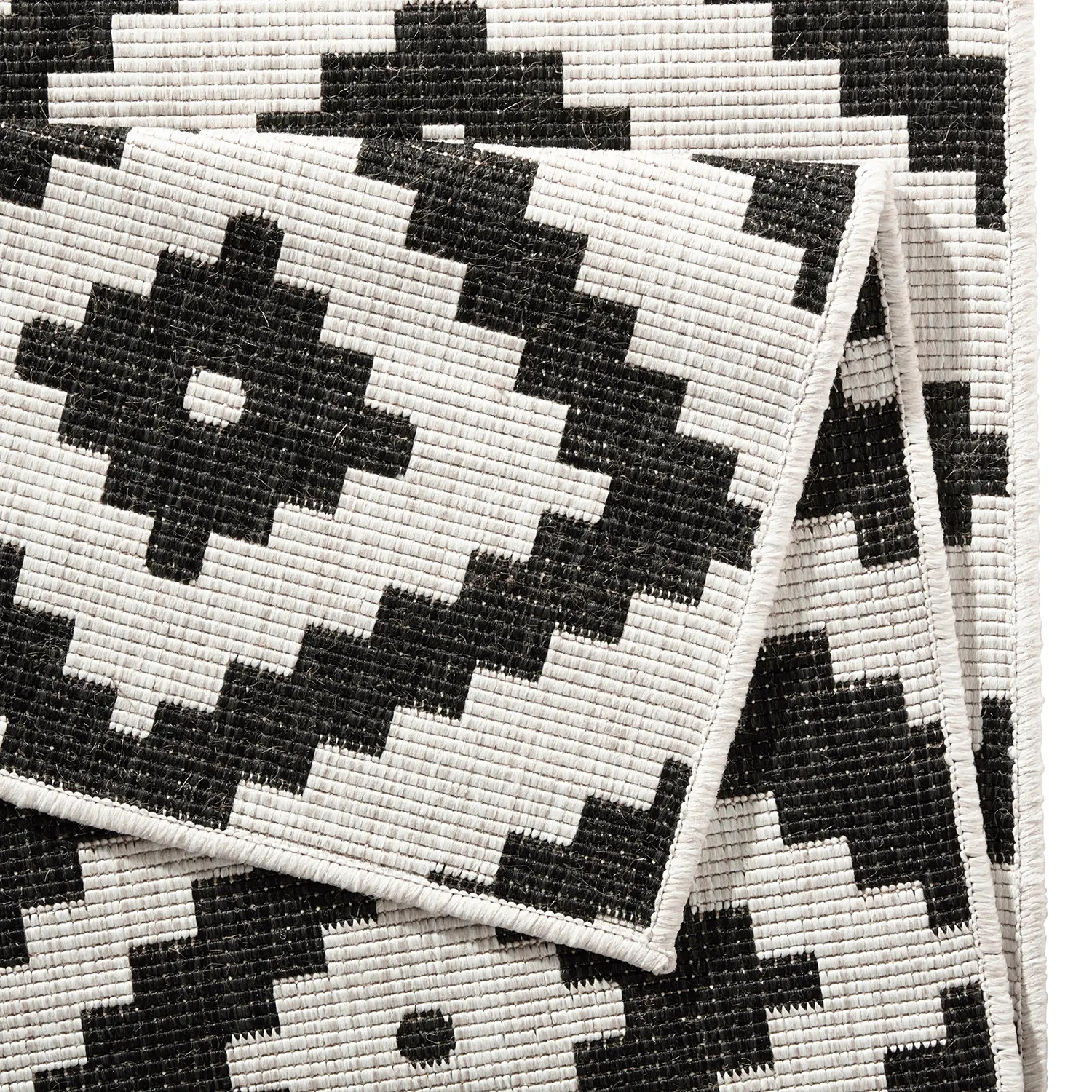 In-/outdoort carpet Malta synthetic fiber Black 80 x 150 cm