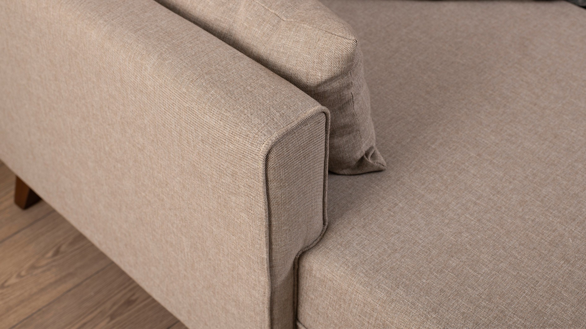 Bella Sofa Récamiere Links mit Hocker Creme