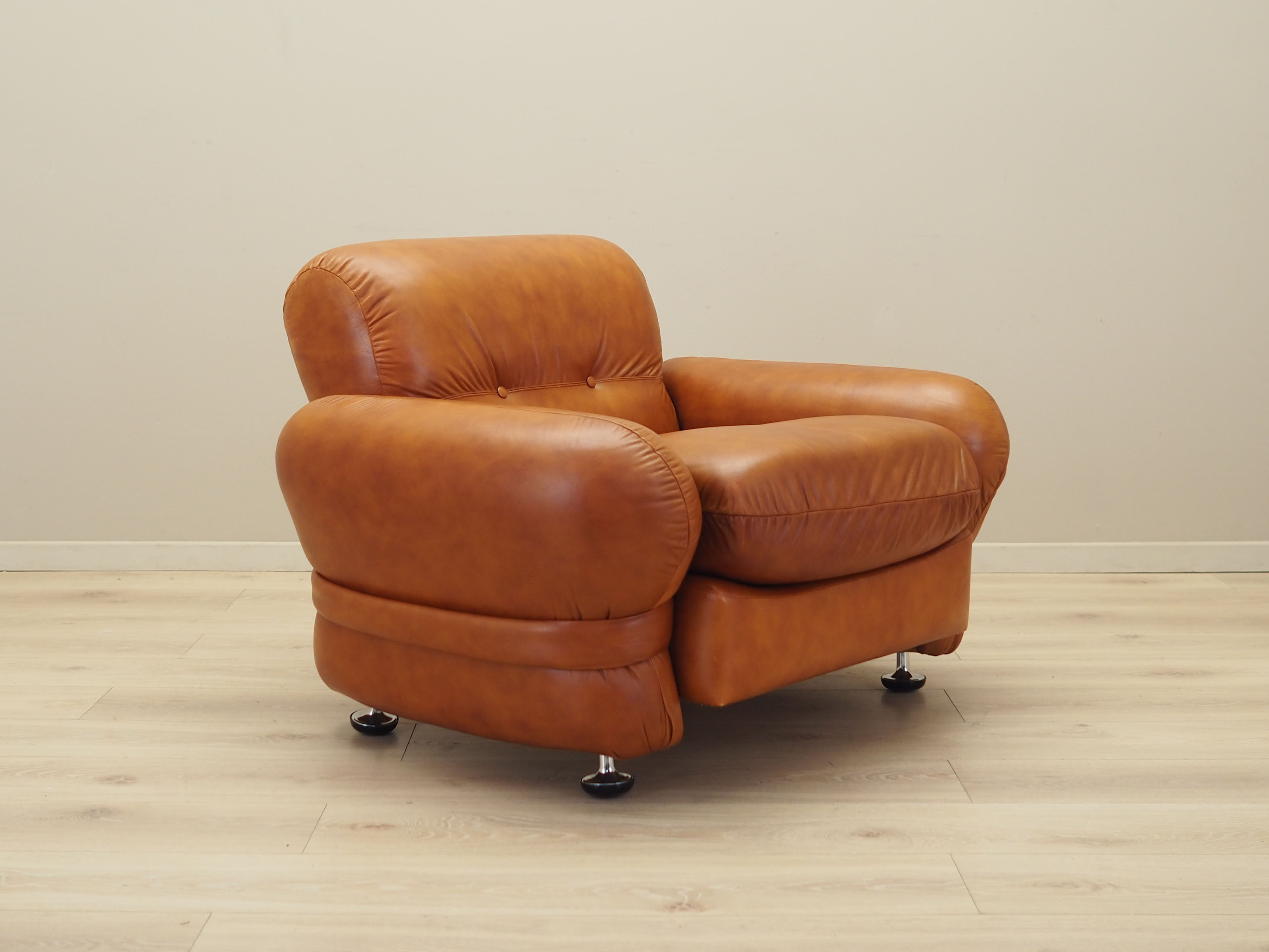 Sessel Leder Braun 1970er Jahre