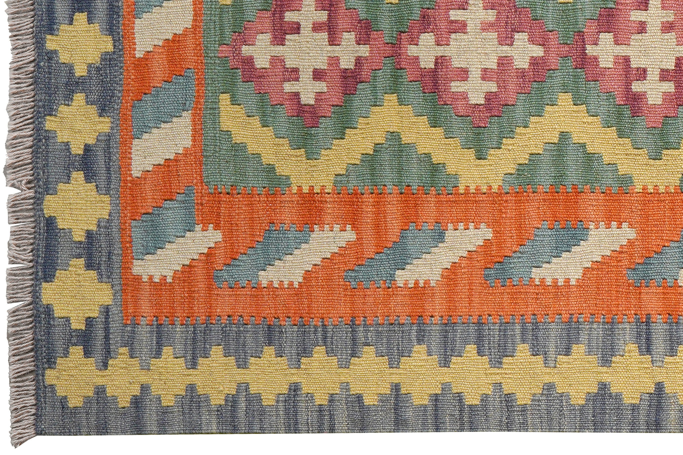 Tappeto Kilim Gashgai Lana Verde