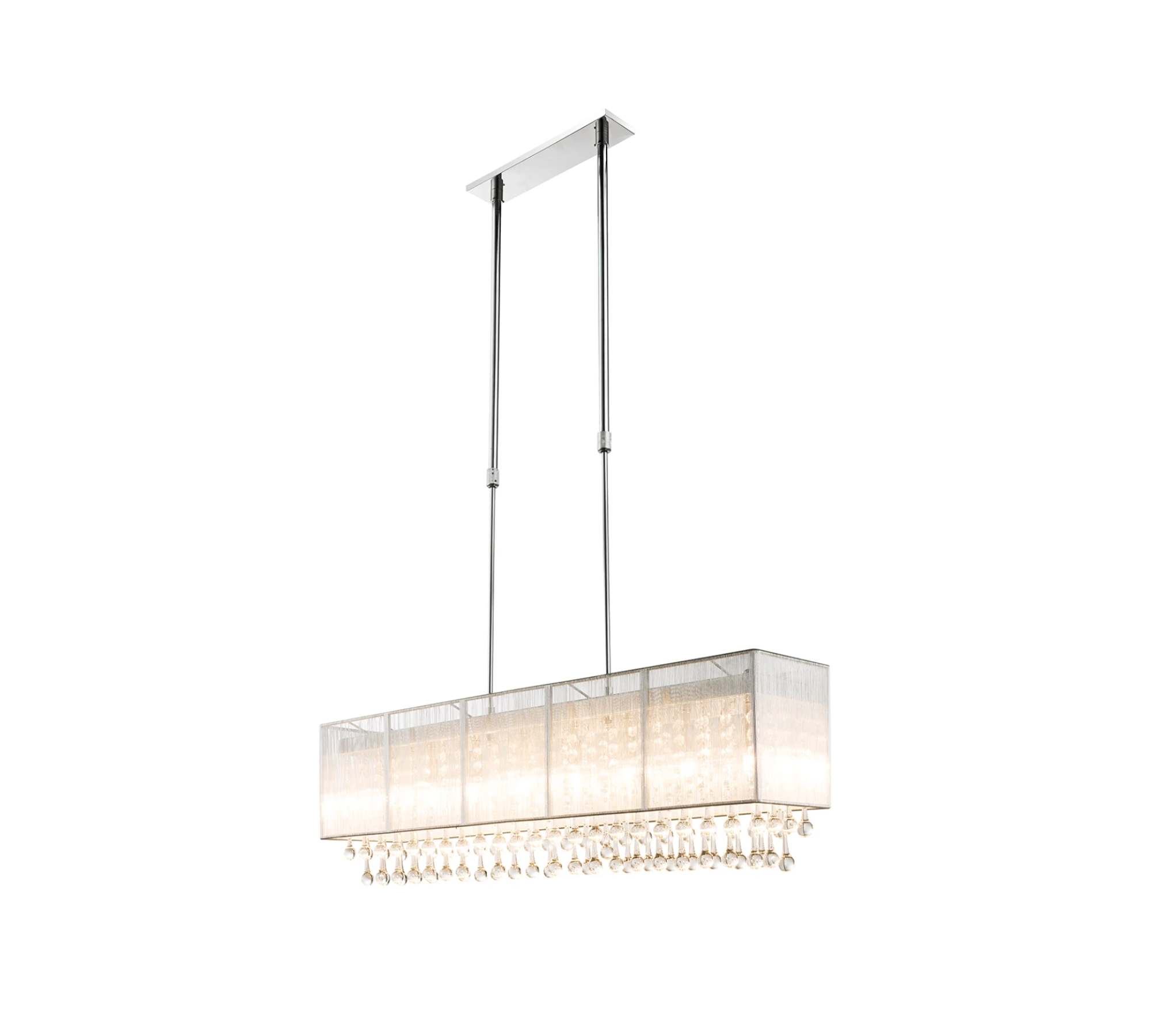 8-flammige LED-Pendelleuchte Seide Metall Silber