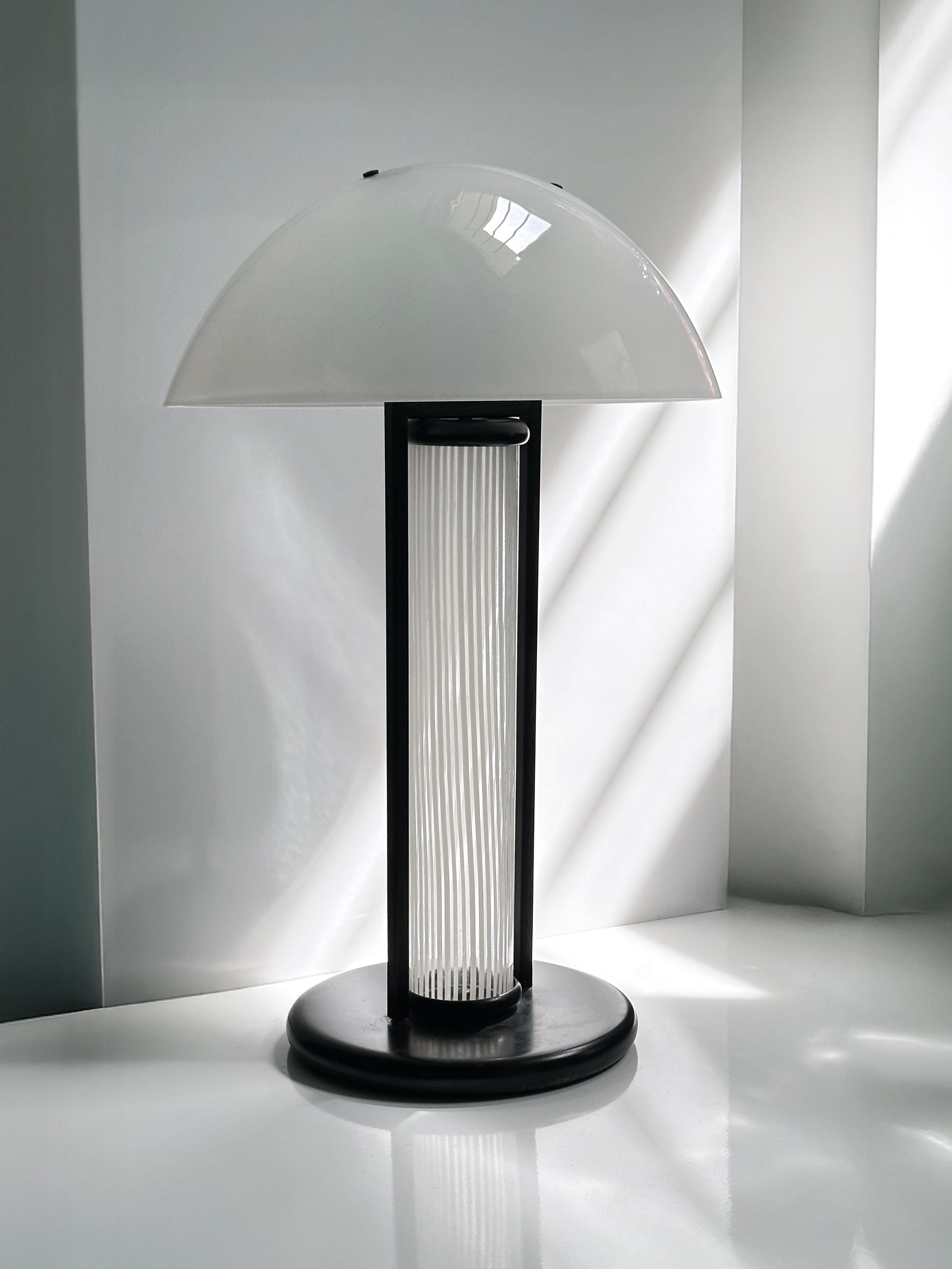 Vintage Bruno Gecchelin Table Lamp White 1980s