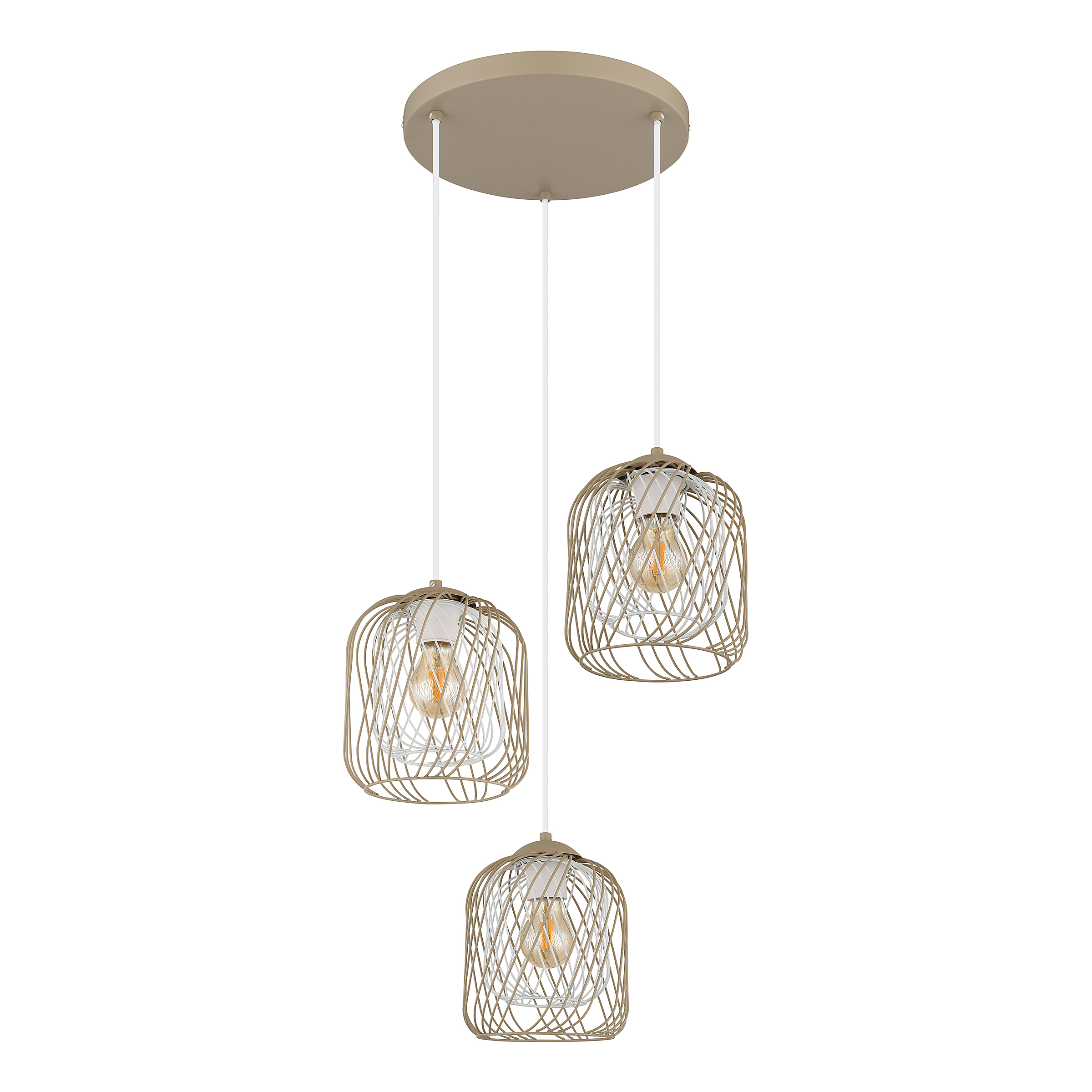 3-light Dichti Type B Pendant Light Iron Beige