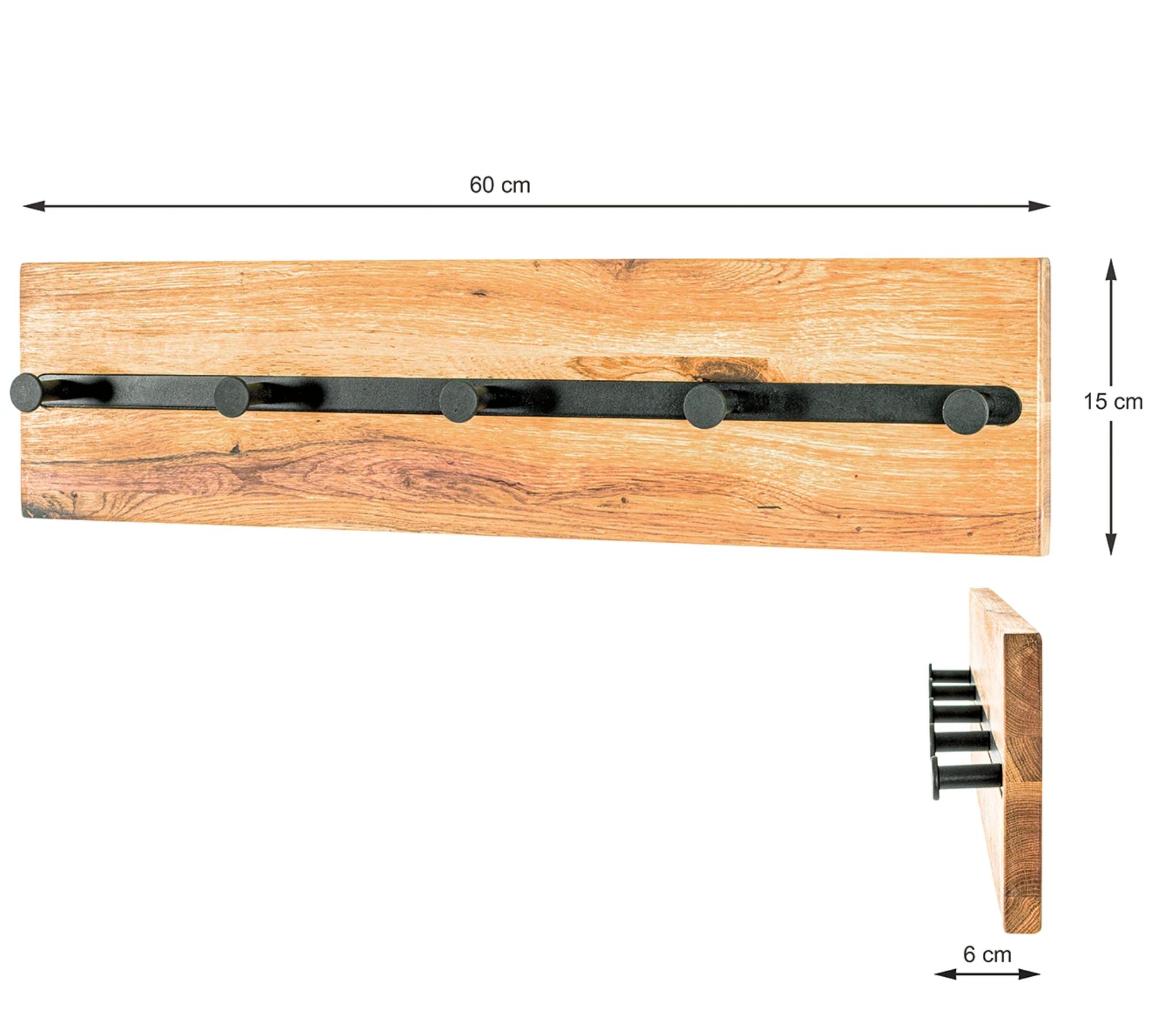Coat rack oak wood metal black