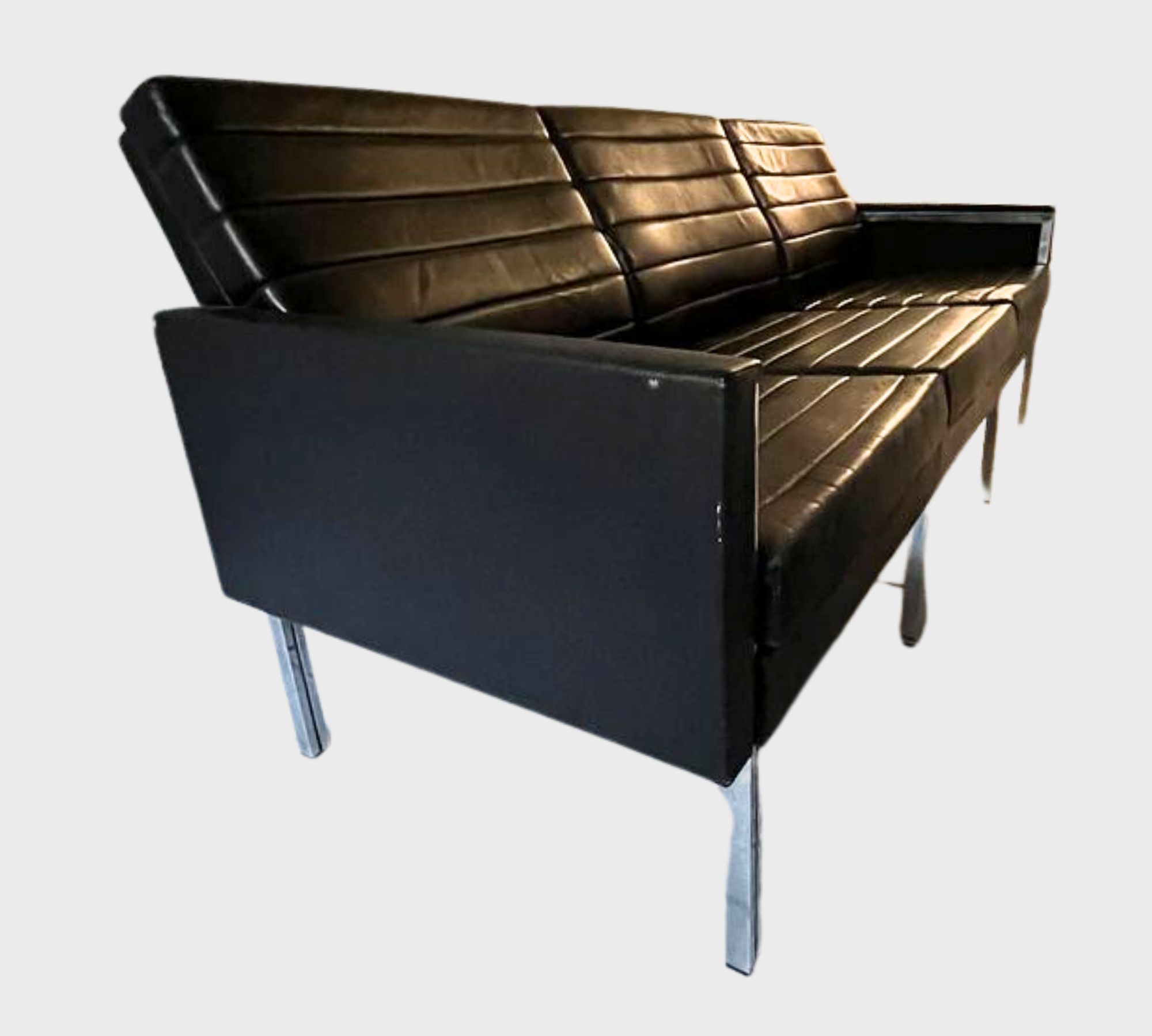 Vintage Sofa 3-Sitzer Leder Schwarz 1960er Jahre