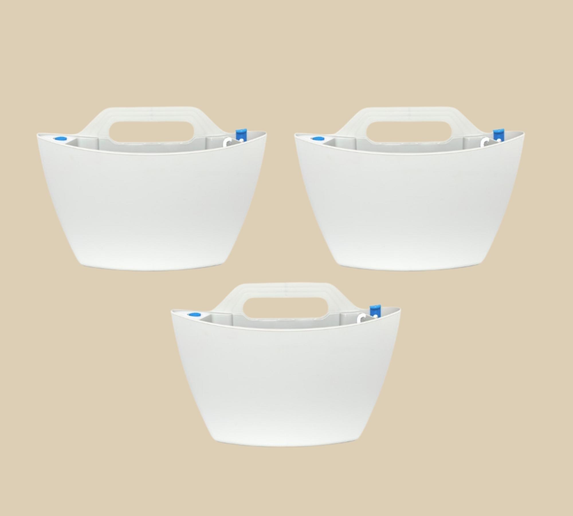 3x Wall flower pot with self-watering White